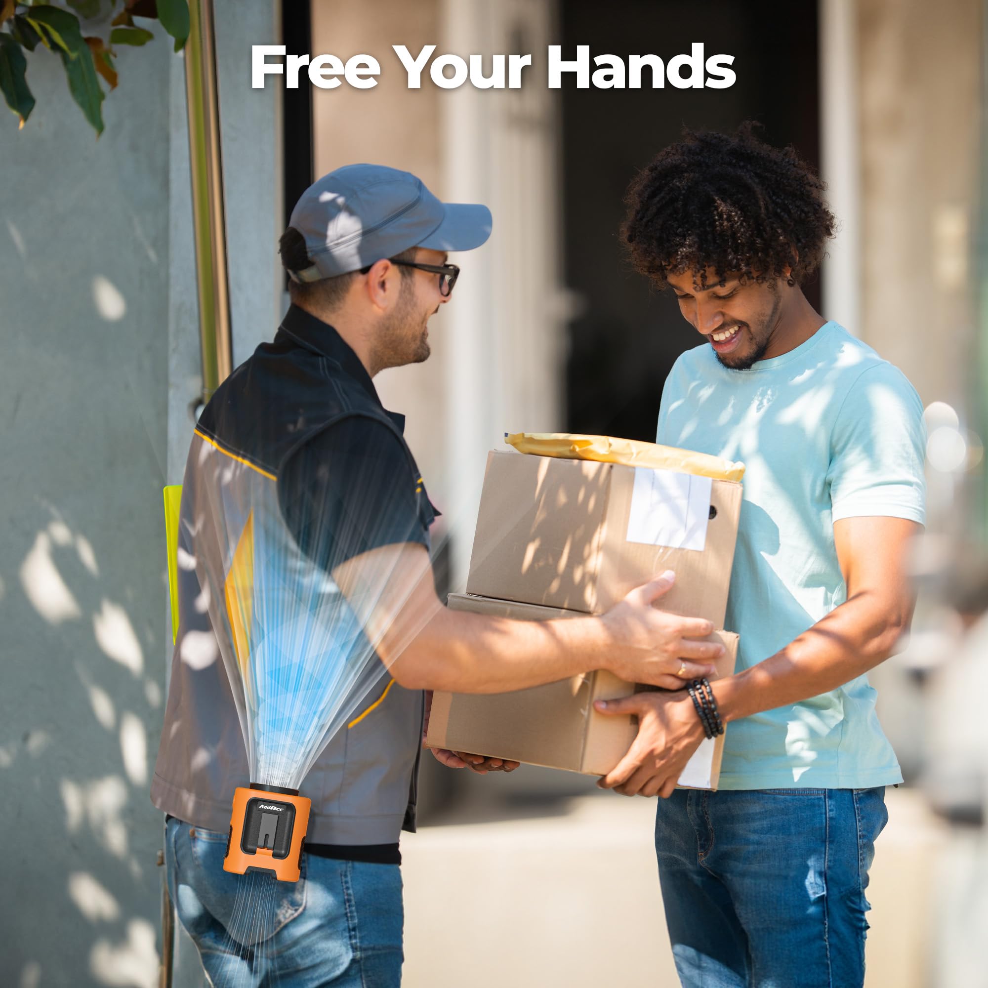 Addacc Portable Waist Fan, 4 Speeds 13000Rpm Strong Airflow, Clip On Belt & Rechargeable, Battery Operated 24Hrs, Power Bank, Ha