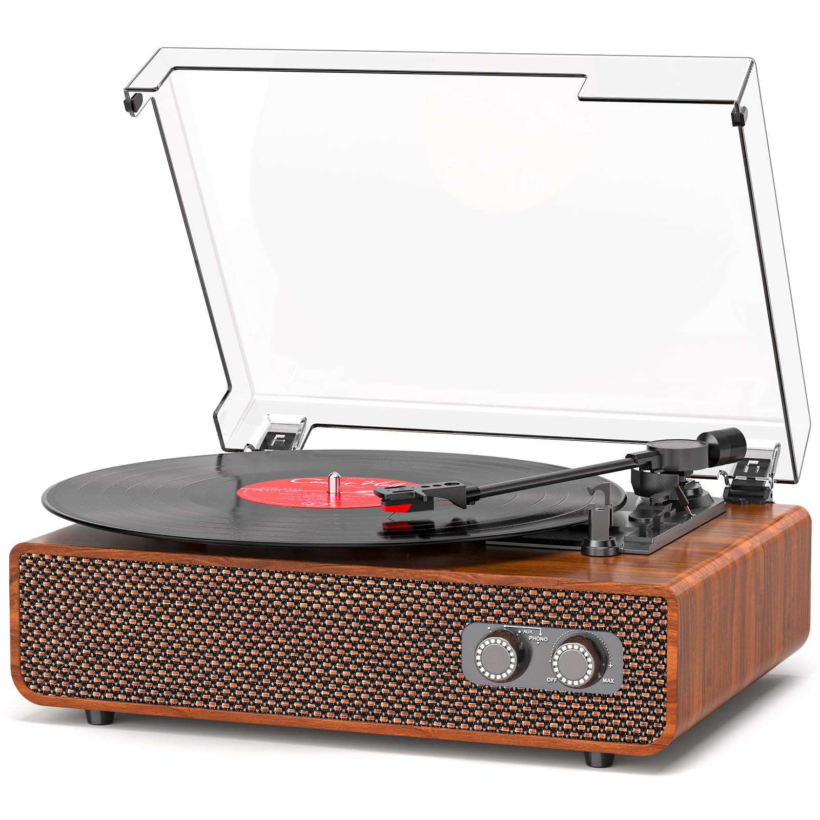 Vinyl Record Player 3-Speed Vintage Record Player with Upgraded Speakers | Bluetooth, Adjustable Counterweight | RCA Outpt AUX I