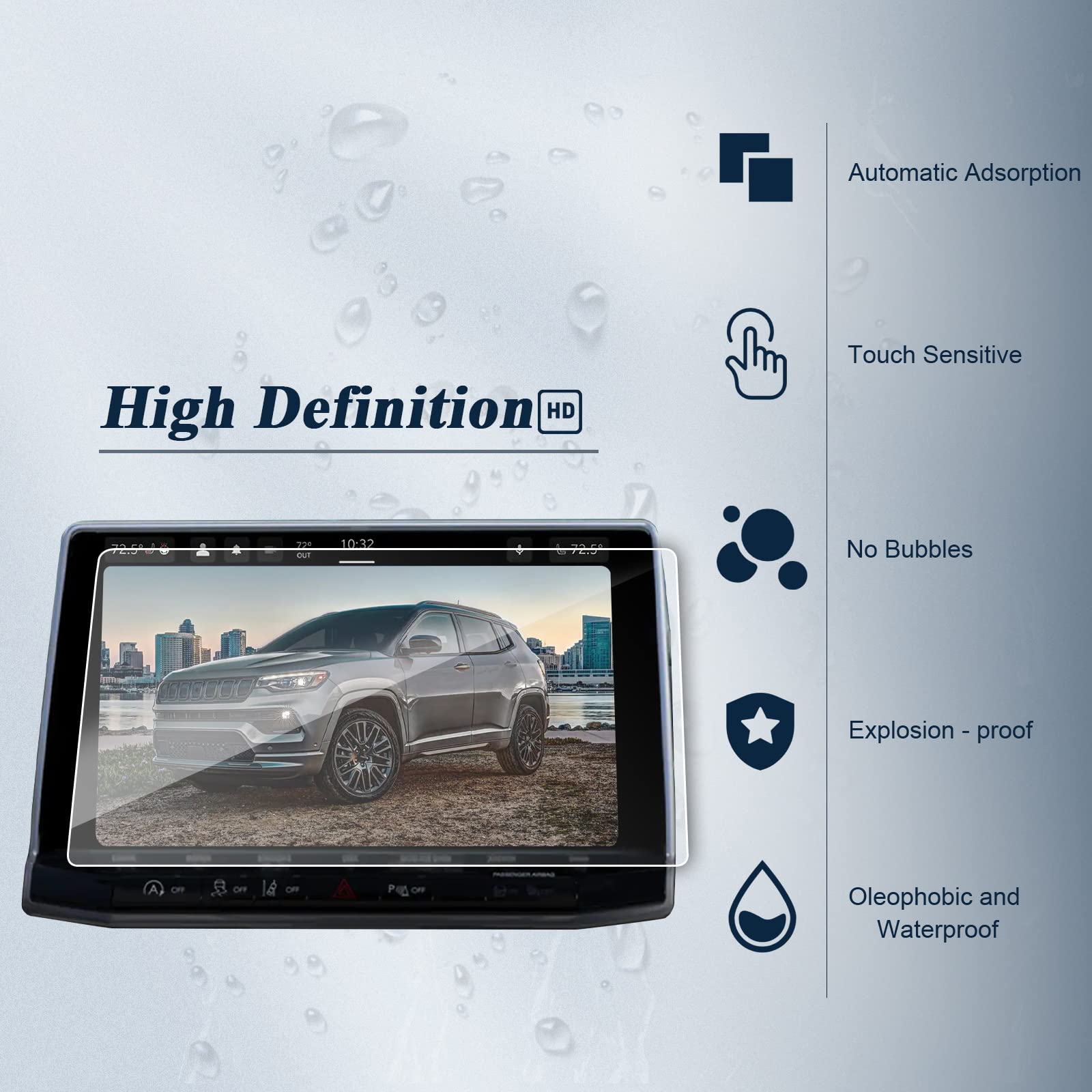 Upgraded For 2023 2024 2025 Jeep Compass Accessories Screen Protector For Jeep Compass 2022 2023 2024 2025 10.1 Inch Center Control Touchscreen Car Navigation Protector Films, 2023 2024 Compass Screen Protector Hd 9H Scratch Resistant