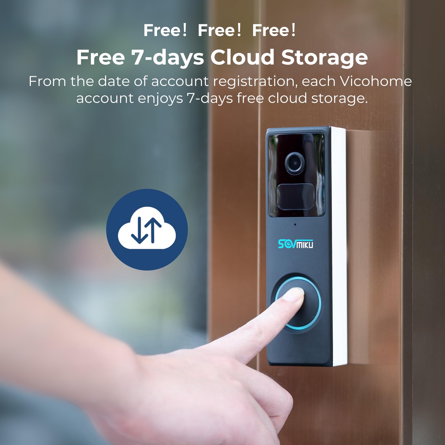 Sovmiku D2A Alexa Home Surveillance Battery Waterproof Wireless Video Doorbell With Chime,4 Times Charge For 1 Year, Audible Ala