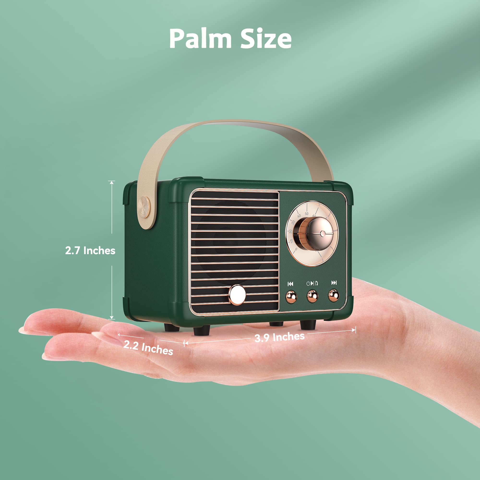 Springflora Retro Bluetooth Speaker, Cute Small Bluetooth Speakers Portable Wireless For Indoor Outdoor Vintage Home Office Deco