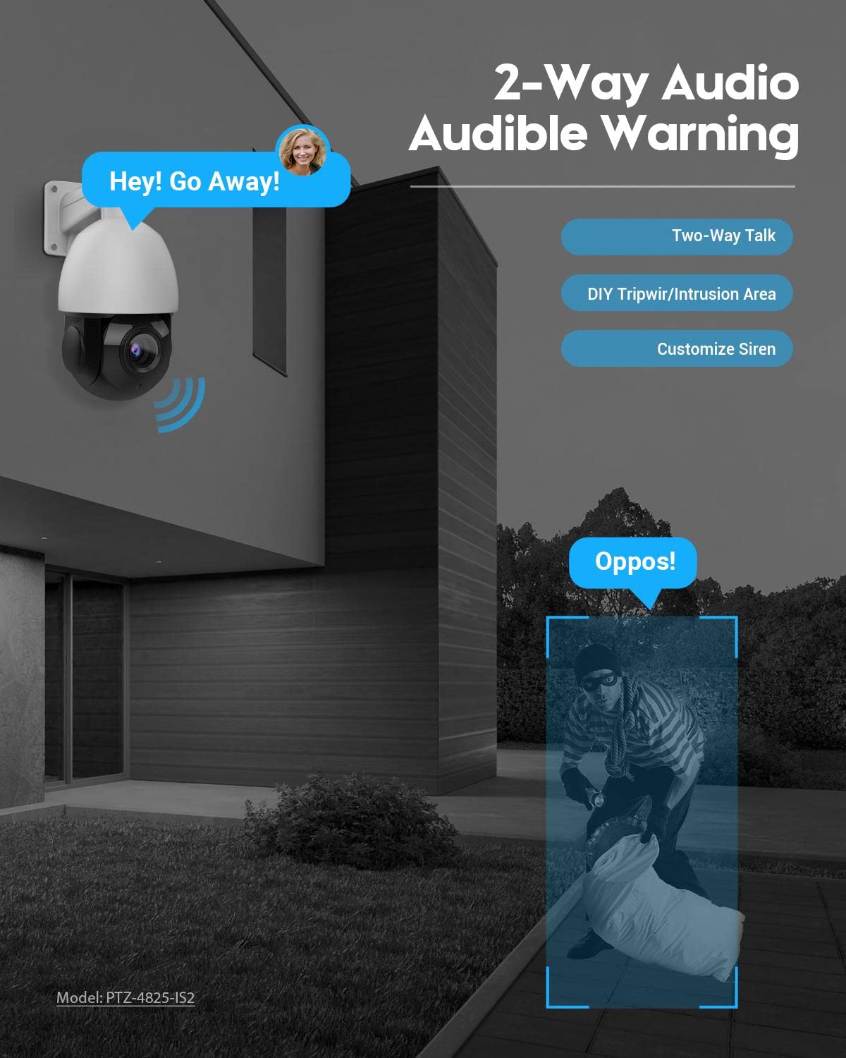 Vikylin 5Mp Ptz Ip Poe Camera Outdoor, Pan Tilt 18X Optical Zoom, Auto Tracking Ptz Camera With 328Ft Ir Night Vision,Human Vehi