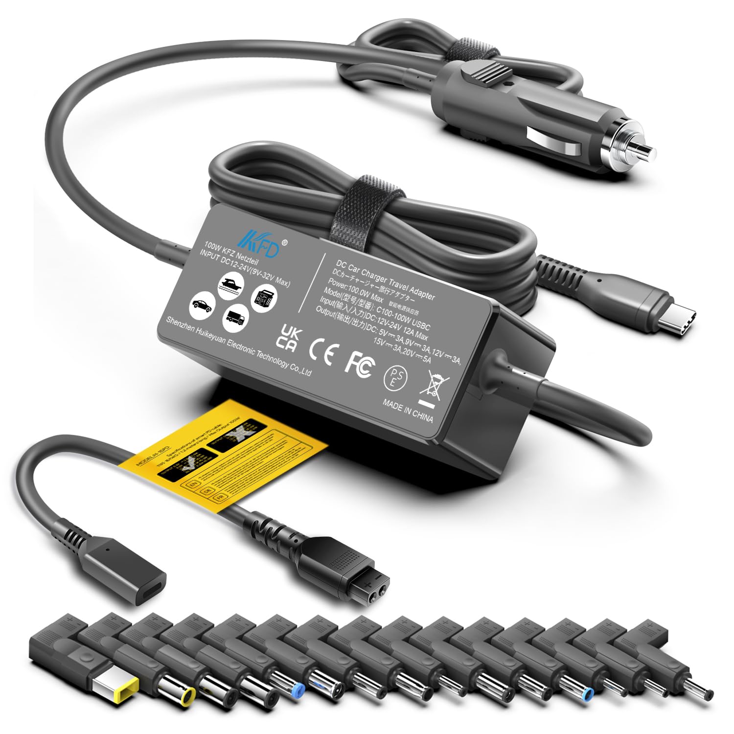 Kfd Universal Laptop Car Charger Pd 100W 90W 87W 67W 65W 61W 45W Usb C Dc Adapter For Macbook Surface Lenovo Dell Hp Gateway Asu