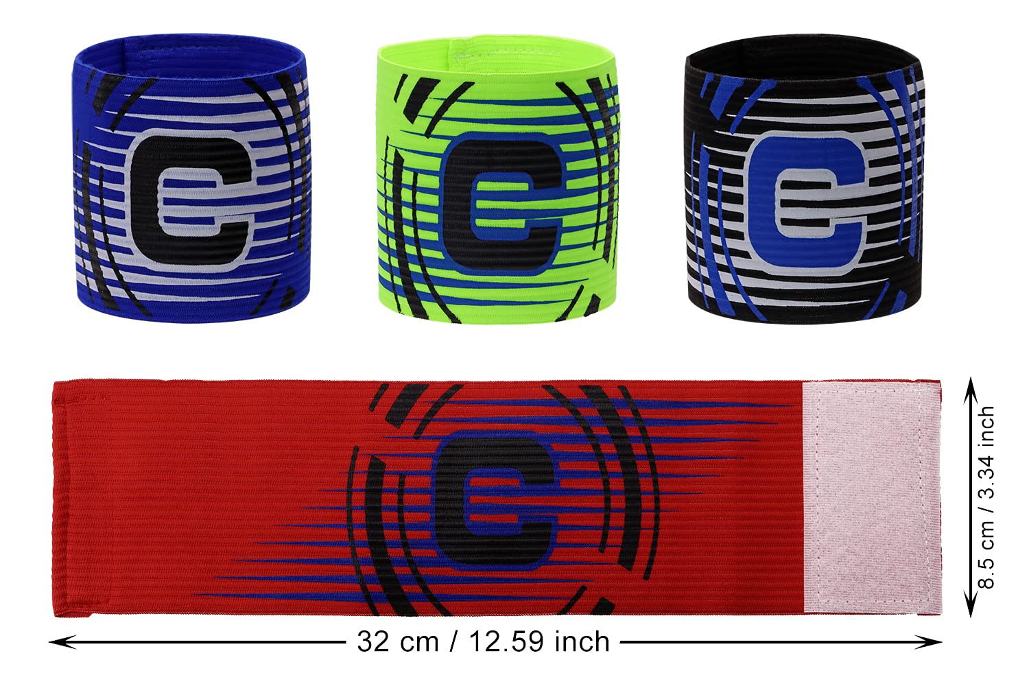 Onlykxy 4Pcs Captain Armbands 8.5X32Cm/3.34X12.59Inch Adjustable Leader Armband Team Sport Armband For Soccer Basketball Volleyb