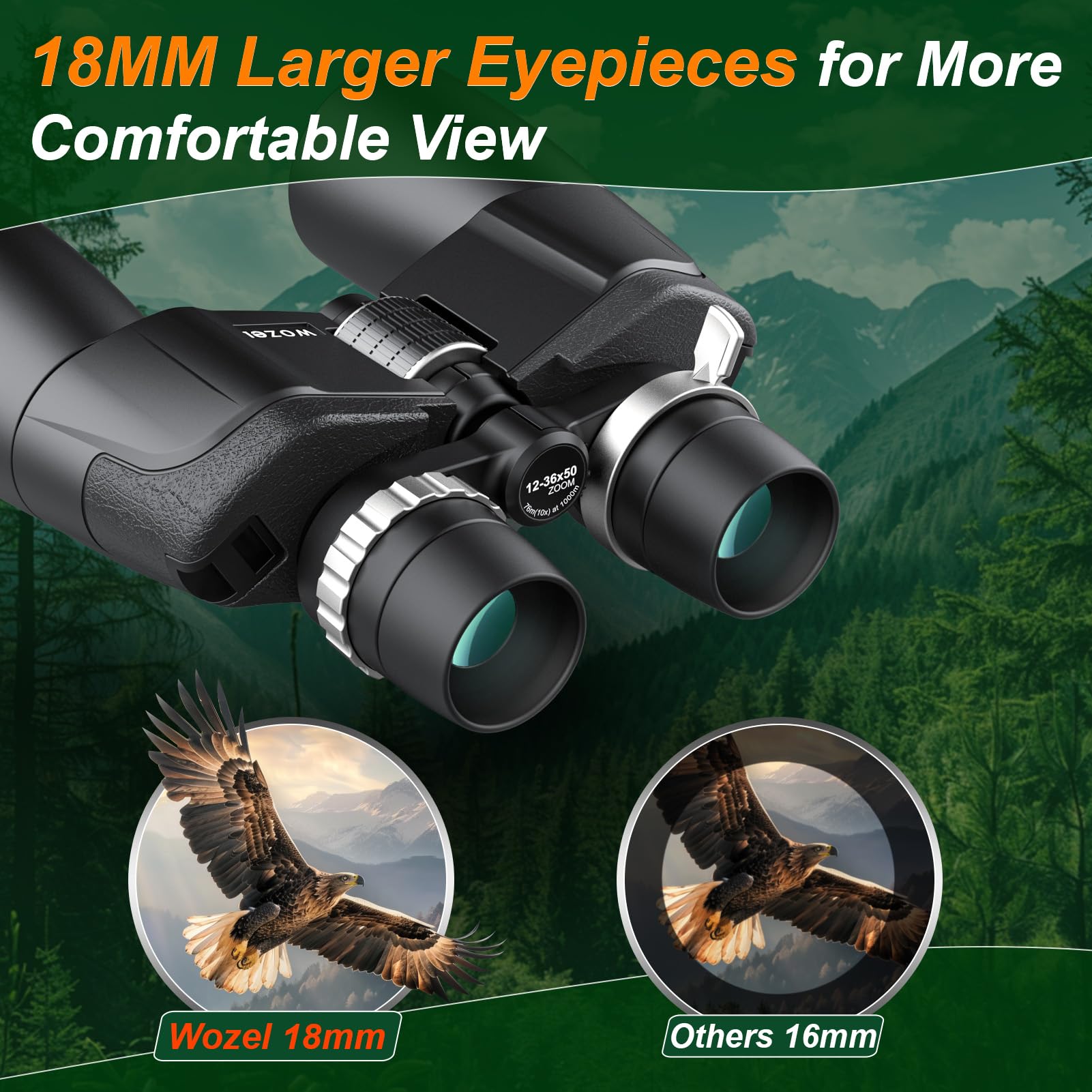 High Powered Zoom Binoculars For Adults   Wozel 12 36X50 Hd Professional Binoculars With Large Vision   Waterproof Binocular Wit