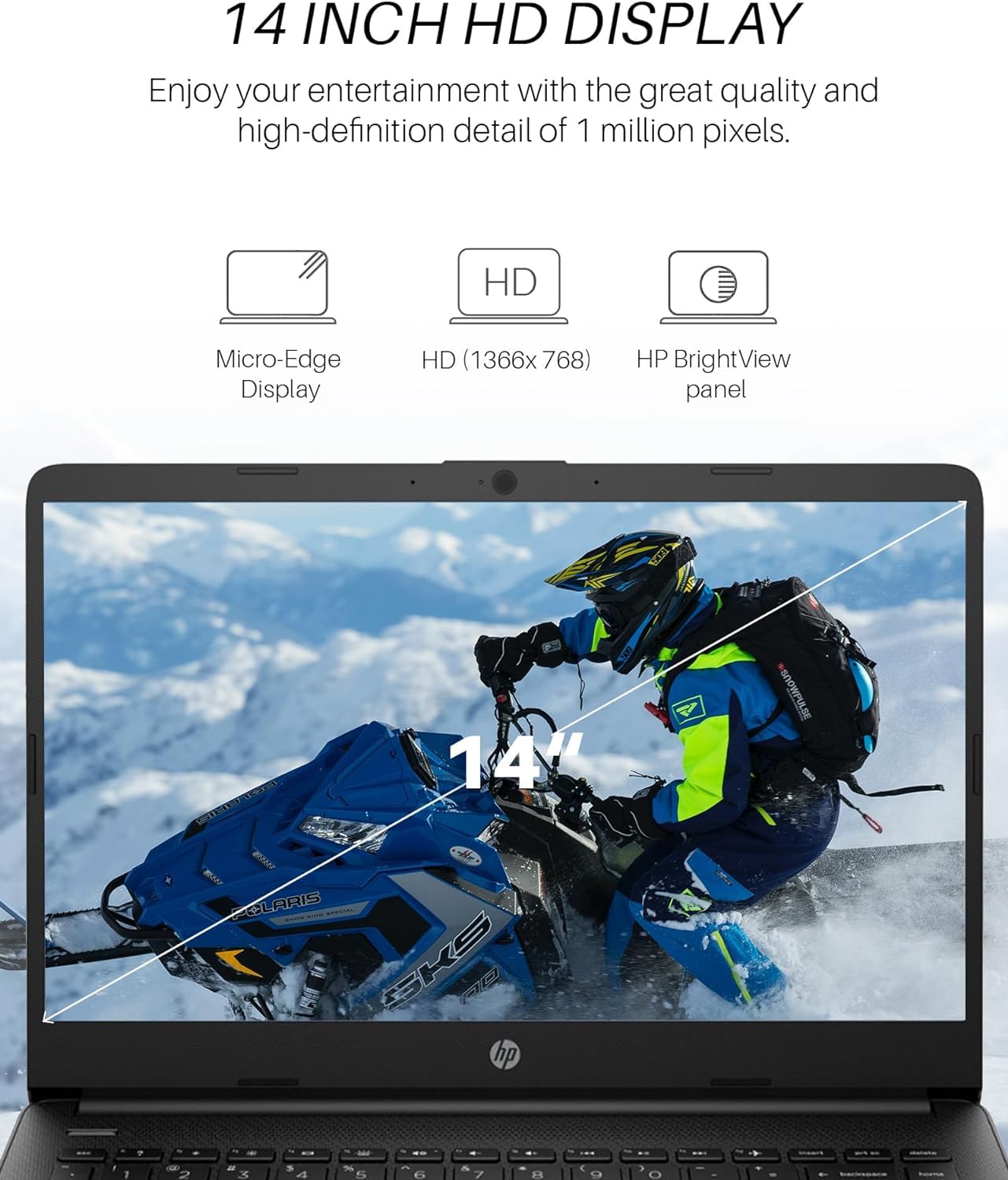 Hp 14 Inch Laptop Student Business, Intel Celeron N4120, 16 Gb Ram, 384 Gb Storage(128Gb Emmc+256Gb Msd), 1-Year Office 365, Int