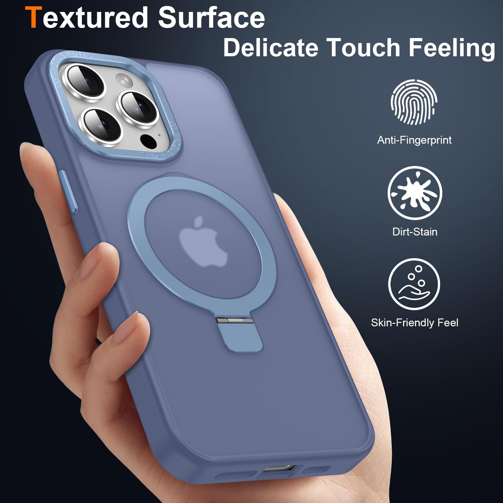 Lufanbis Magnetic For Iphone 13 Pro Case With Ring Stand, Slim Translucent Matte Back Shockproof Phone Case For Iphone 13 Pro 6.
