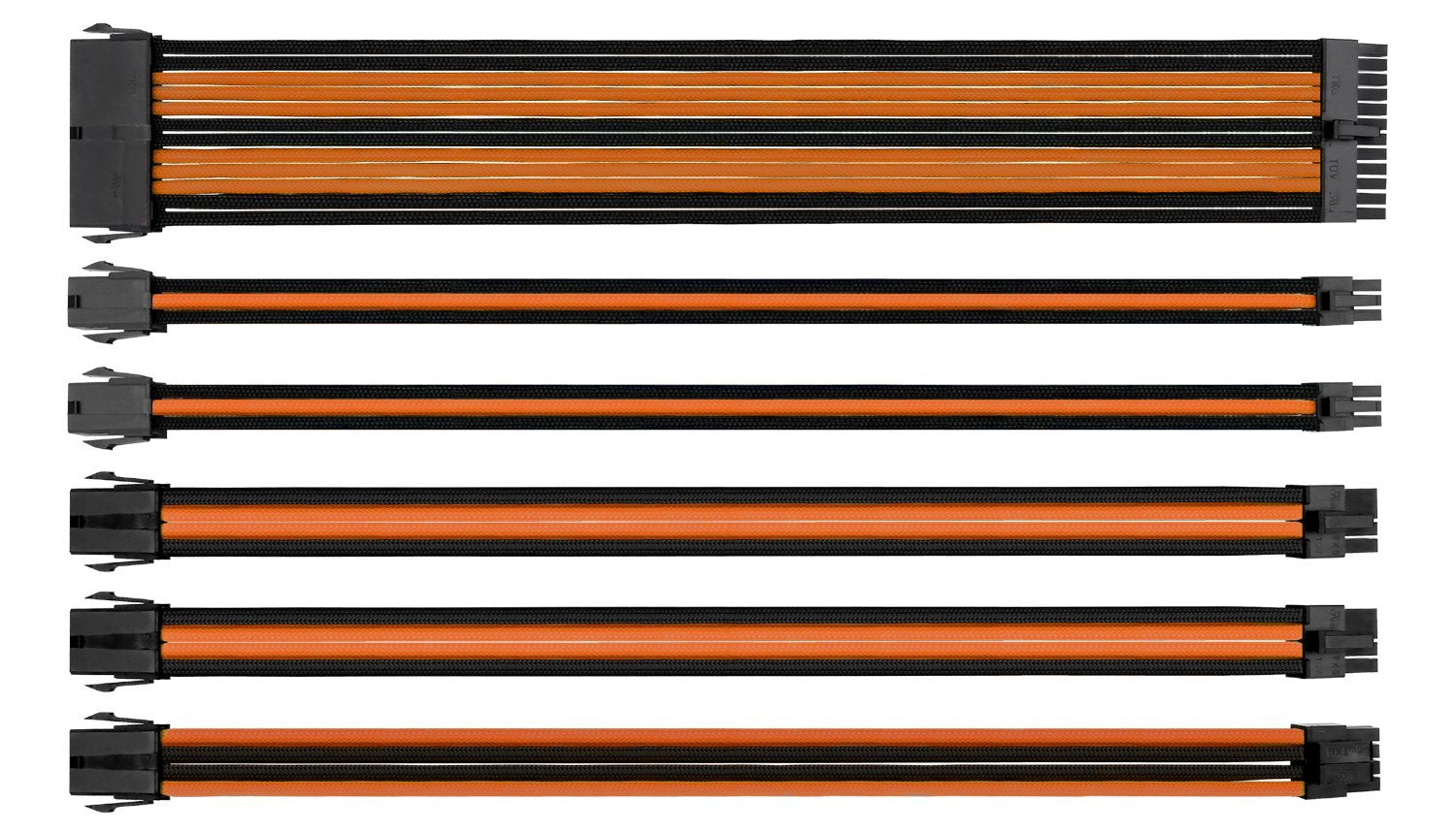 Thermaltake Ttmod Sleeve Extension Power Supply Cable Kit Atx/Eps/8 Pin Pci E/6 Pin Pci E With Combs, Orange/Black Ac 036 Cn1Nan