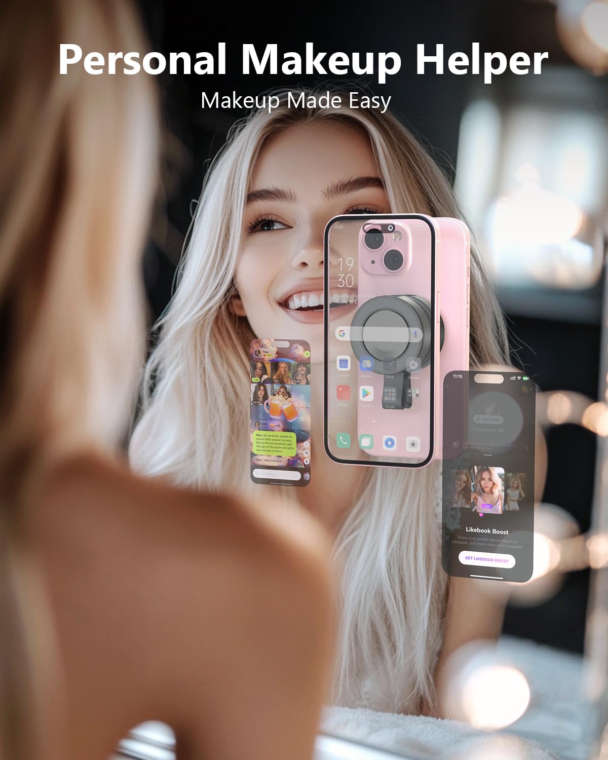 Miikare Unigrip Upgraded Shower Mirror Phone Holder | Portable Hands-Free Magnetic Suction Cup Mount | Universal Dual Grip Cellp