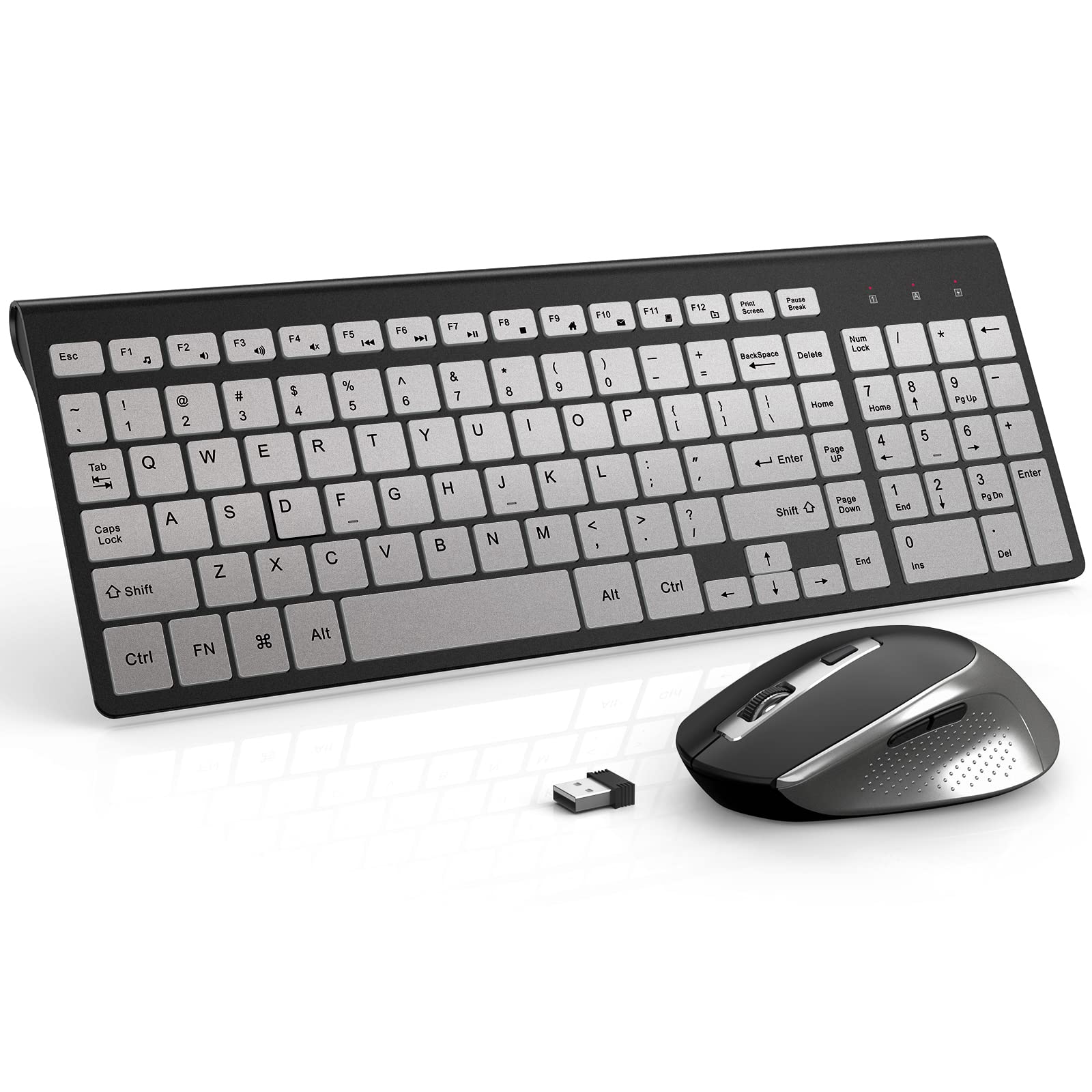 Wireless Keyboard Mouse, J Joyaccess Sleek And Ergonomic 2.4G Wireless Keyboard And Mouse Set,Portable And Comfortable For Trave