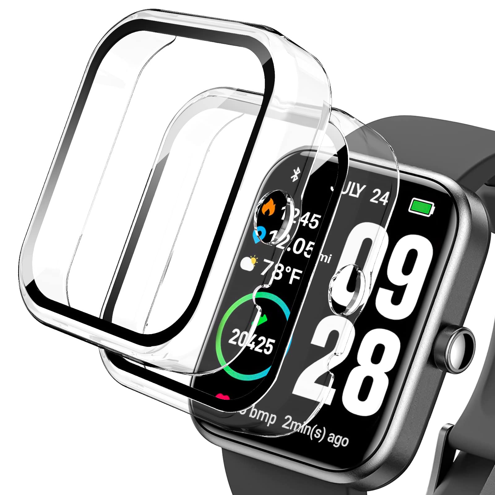 2 Pack Polyjoy Screen Protector Case Compatible With Tozo S2 44Mm Smartwatch, Hard Pc Protective Bumper Case Cover For Tozo S2 1