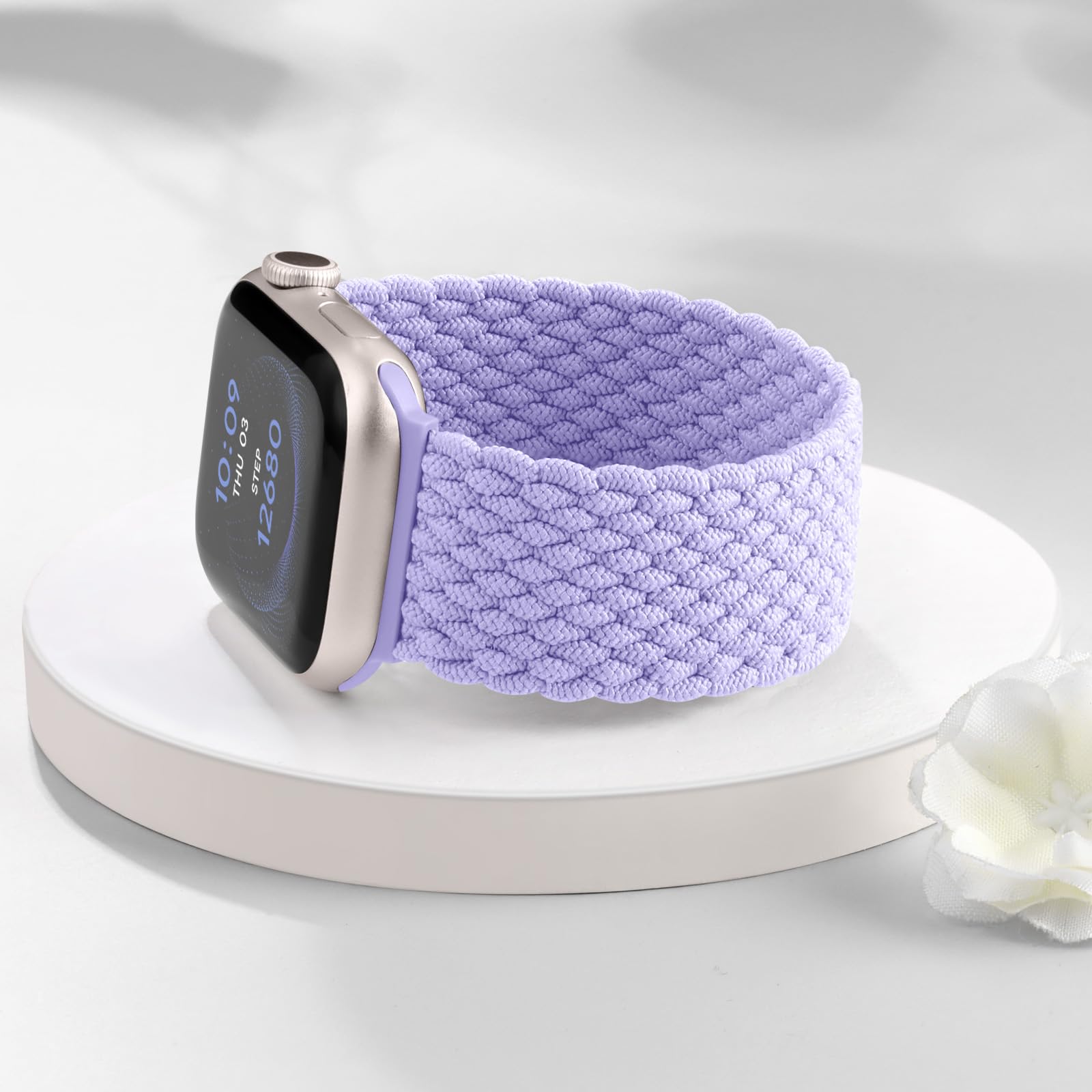 Zedoli Braided Solo Loop Compatible With Apple Watch Se Band 40Mm 38Mm 41Mm 42Mm Women, Adjustable Stretchy Nylon Solace Band El