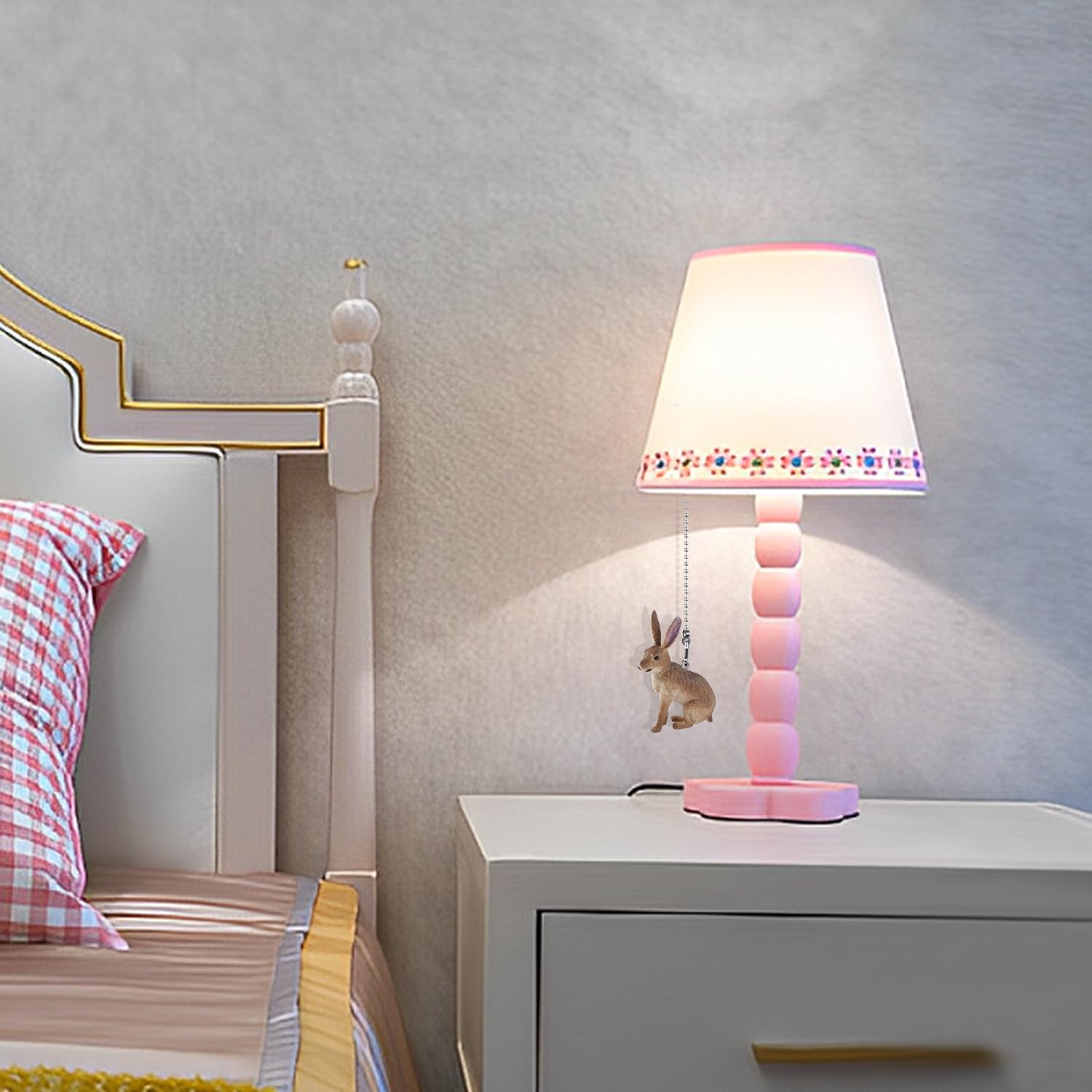 Dotlite Rabbit Ceiling Fan Pull Chain,Cute Realistic Easter Bunny Fan String Pulls Charm Extension Decorative,12In 3Mm Diameter