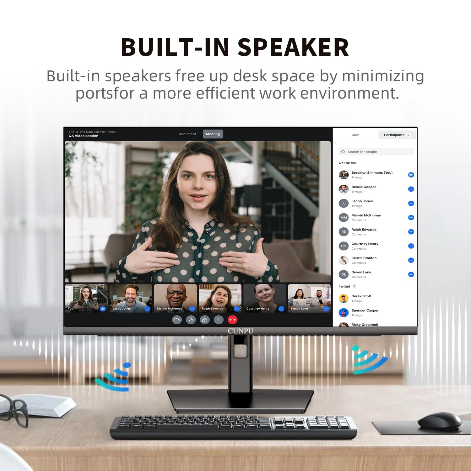 Cunpu 27 Inch 4K Monitor, Uhd (3840 * 2160) Ips Ultra Slim Bezel Monitor For Photo Video Editing, ?E < 2, 100% Dci P3, Height/Pi