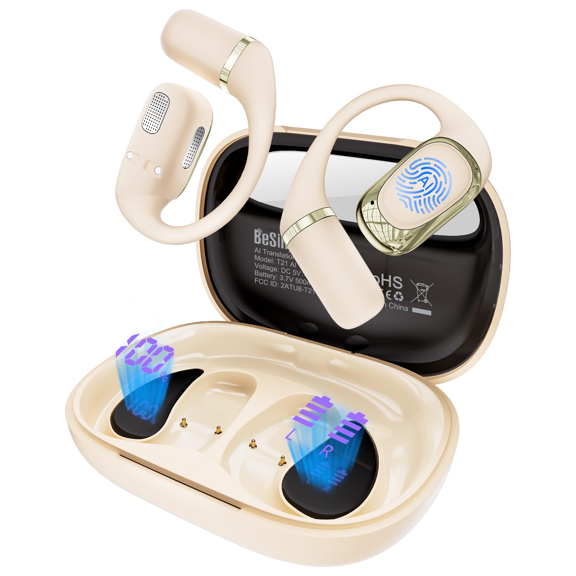 BeSing AI Translation Earbuds Real Time, 4in1 Open Ear Earbuds for Travel