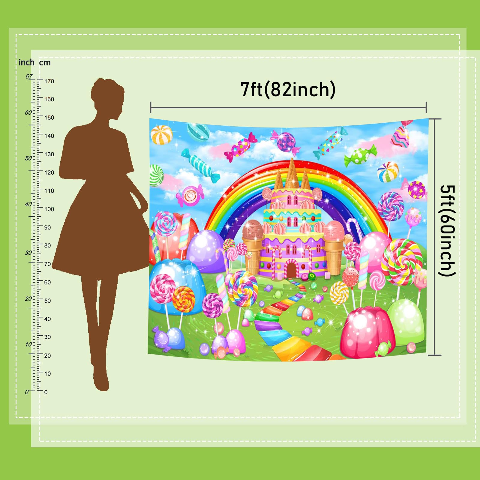 Mocsicka Sweet Candyland Backdrop Lollipop Sweetest Candy Theme Birthday Party Decoration For Girl Candy Ice Cream Castle Rainbo