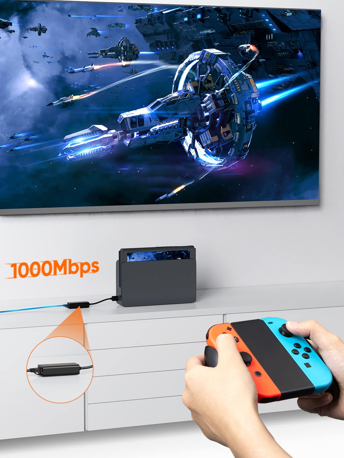 Usb To Ethernet Adapter, Cablecreation Usb 3.0 To 10/100/1000 Gigabit Wired Lan Network Adapter Compatible With Nintendo Switch,