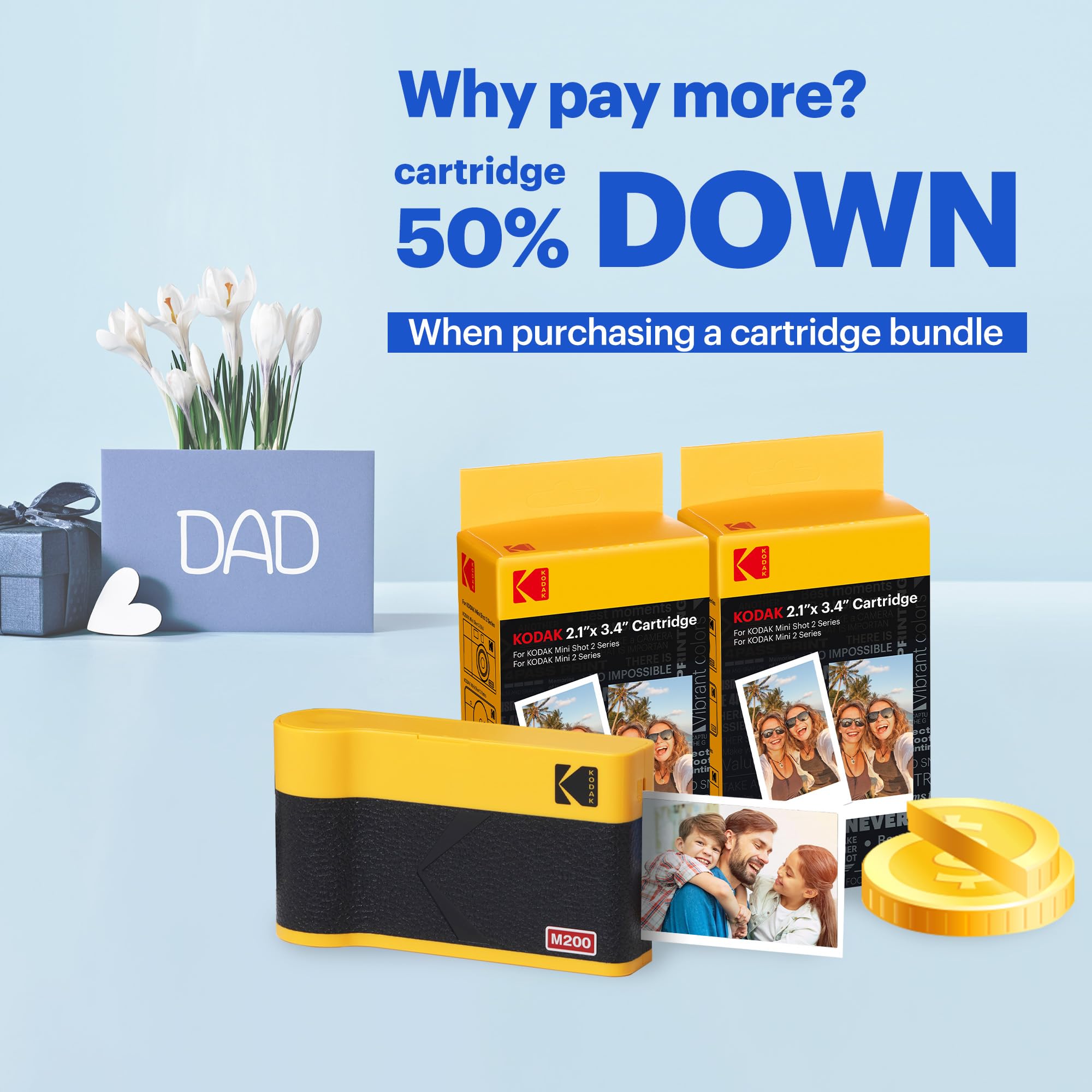 Kodak Mini 2 Era 4Pass Portable Photo Printer (Yellow, Printer + Initial 8 Sheets + 60 Sheets)