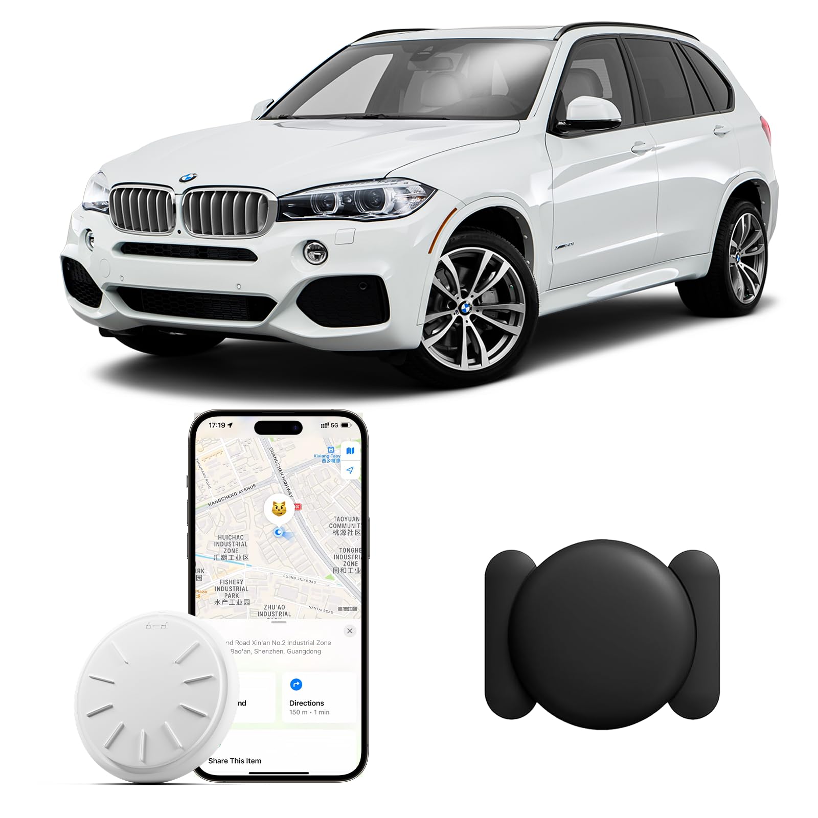 Hongtop H Gps Tracker For Vehicles No Subscription, Work With Find My (Ios Only), Mini Hidden Car Tracker Device With Magnetic C