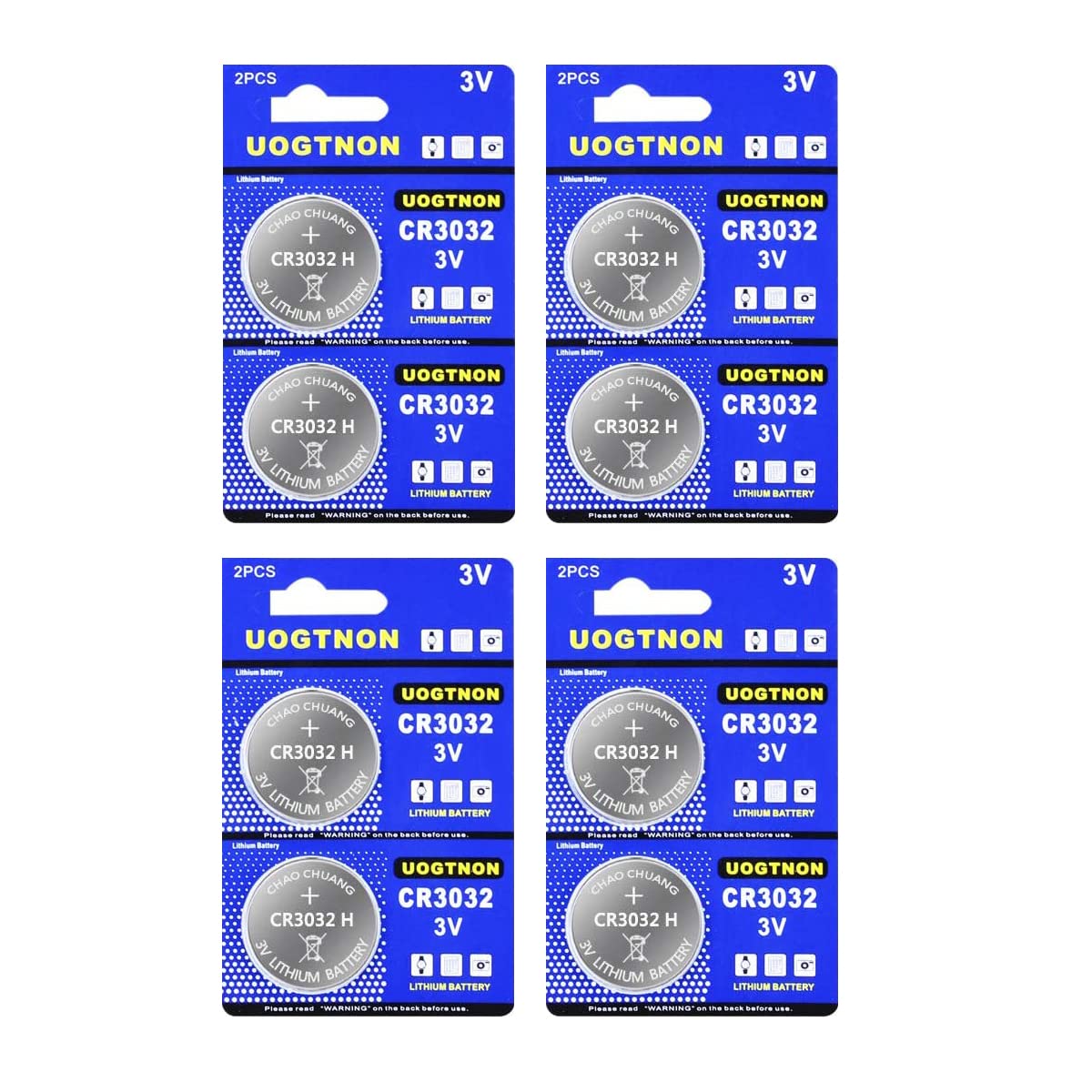 Uogtnon Cr3032 (Br3032) 3V Lithium Battery (8 Pack)