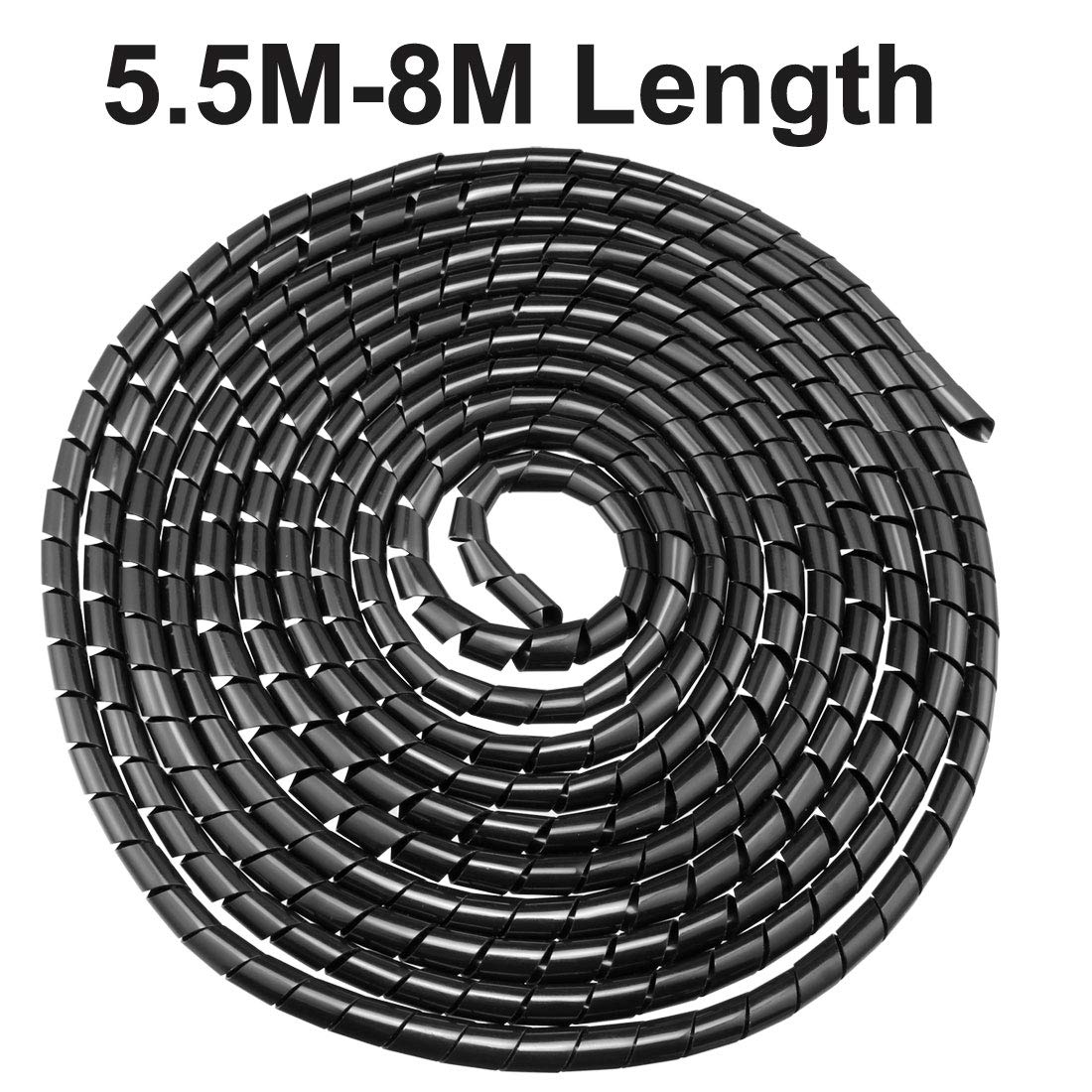 Uxcell Spiral Cable Wrap Wire Cord Wraps 1/2 Inch X 18Ft Black Pe Polyethylene Tubing For Computer Wire