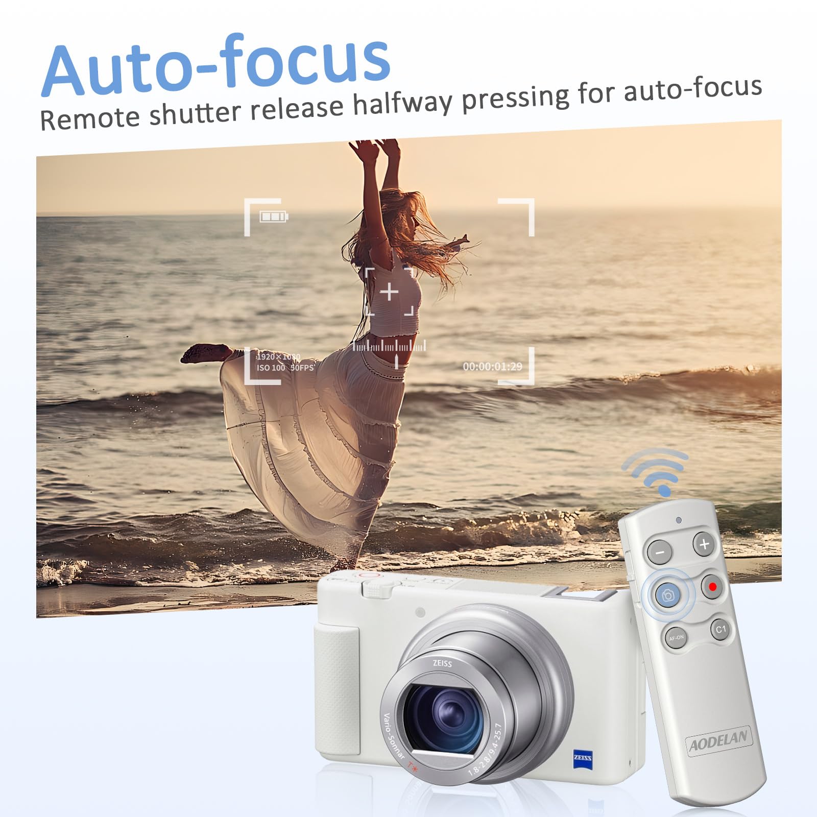 Aodelan Wireless Camera Remote Control,Shutter Release Compatible With Sony Zv-E10, Fx3,A1,A6100, A6400, A6600, A7C, A7 Iii, A7R