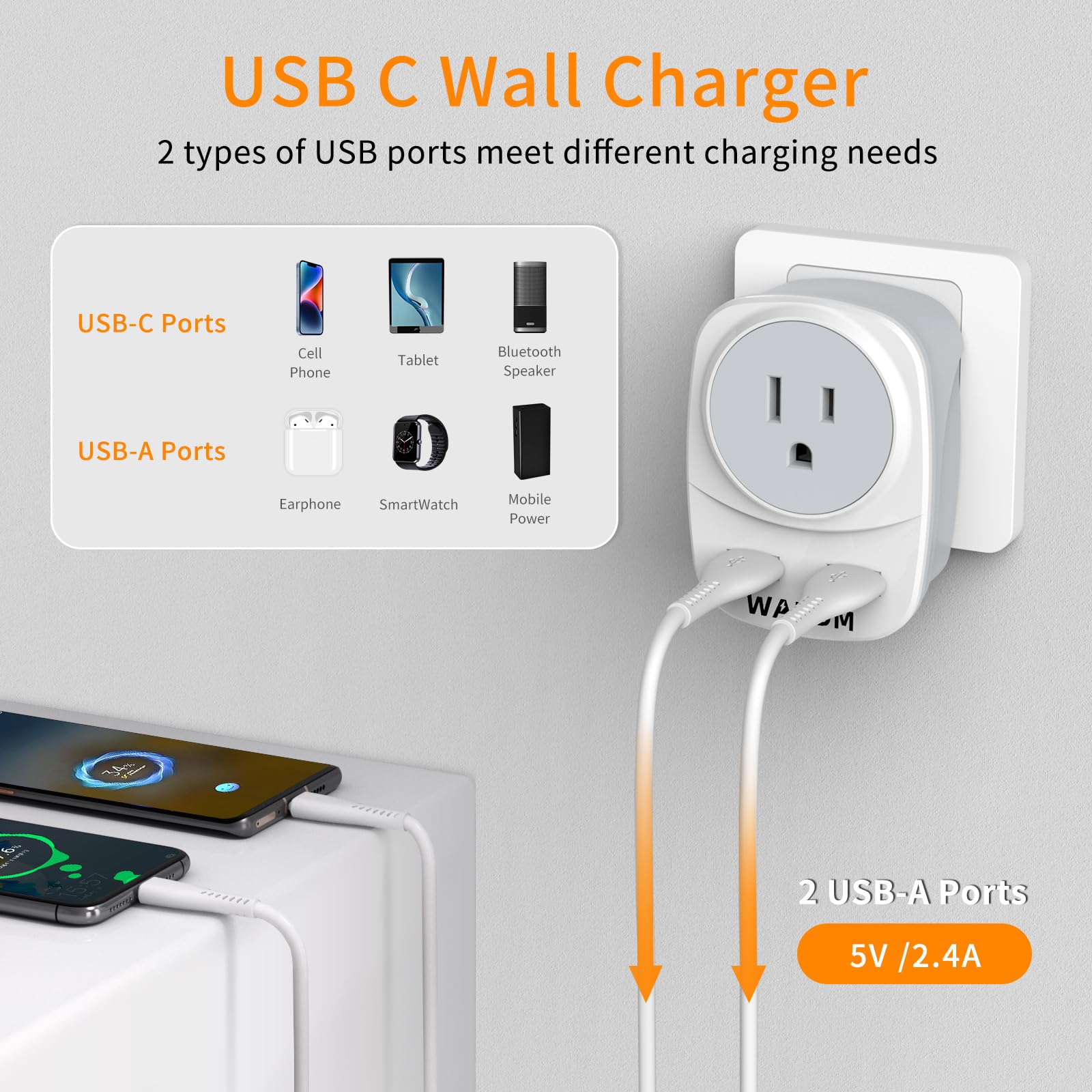 (Two Packs In A Box) Uk Travel Plug Adapter, G Type Power Socket Adapter With 2 Usb Ports For Usa To Dubai Scotland Uk London En