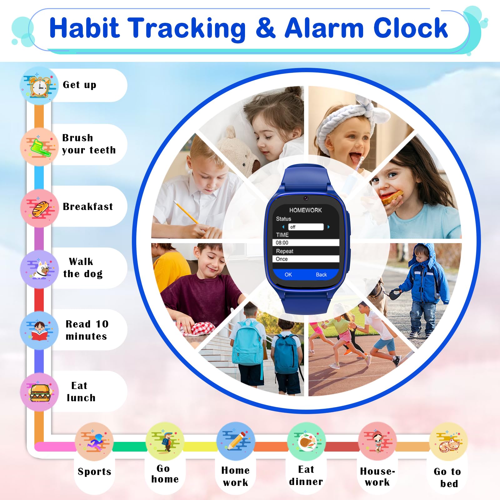 4G Kids Smartwatch Phone   Smart Cell Phone Watch For Boys Girls Ages 4 12 With Call, Sos, Parental Controls, Games, Camera, Ala