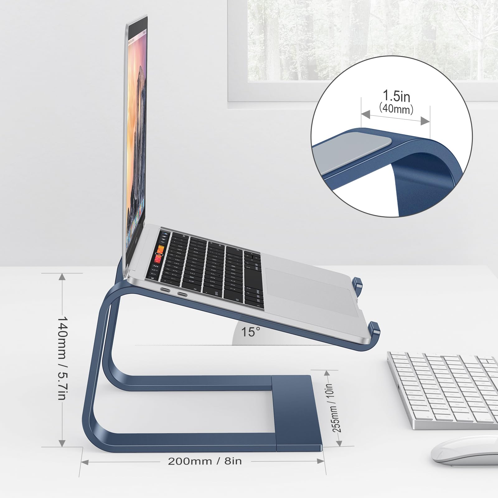 Omoton Laptop Stand, Detachable Laptop Mount, Aluminum Laptop Holder Stand For Desk, Compatible With Macbook Air/Pro, Dell, Hp And All Laptops (11 16 Inch), Deepnavy