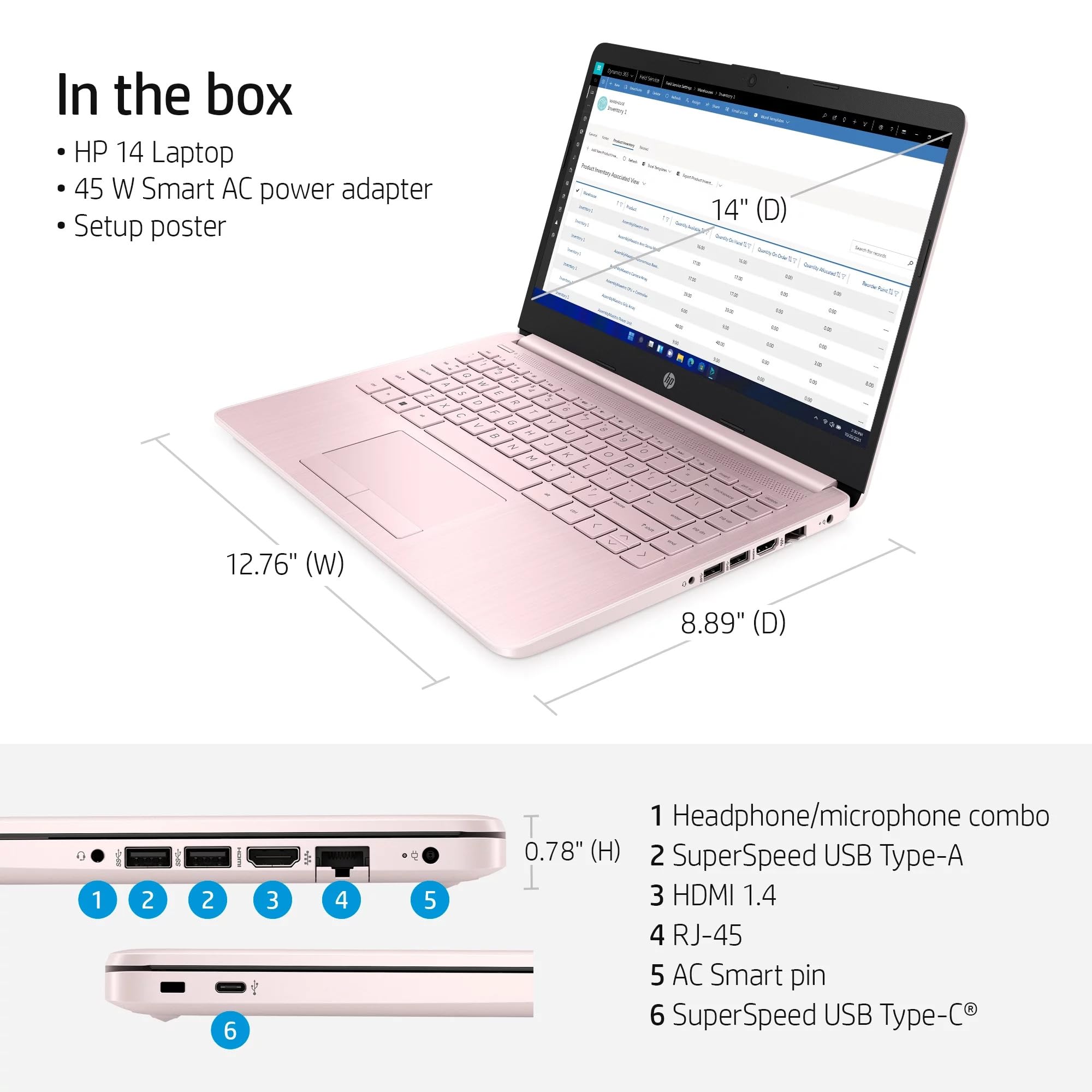 Hp 14 Laptop  Back To School Limited Edition With Microsoft 365  4-Core Intel Cpu  32Gb Ram 1600Gb Storage (64Gb Onboard + 512Gb