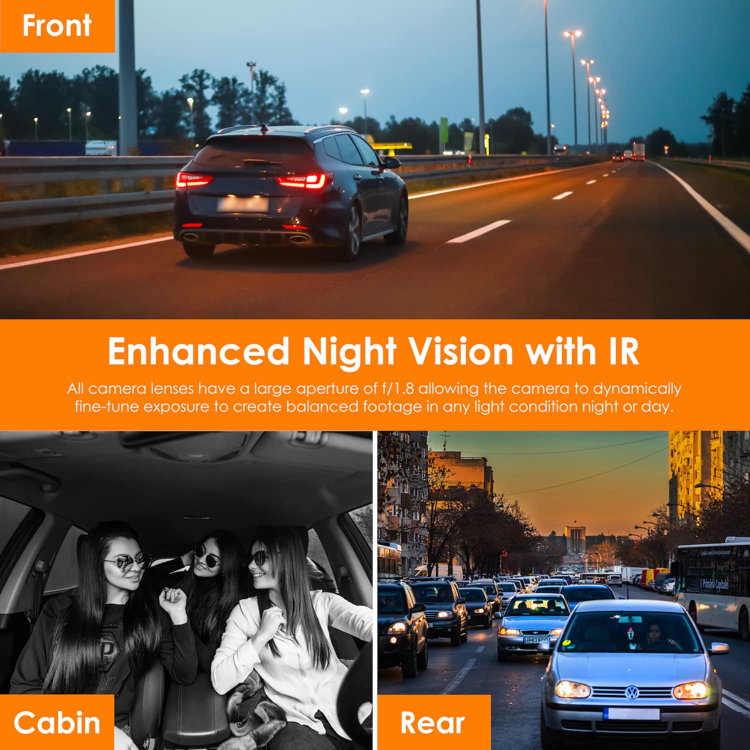 Rexing V2 Pro Ai Dash Cam, 3 Channel Front Cabin Rear 1080P Recording,2.7    Lcd,Wifi,Mobile App,Gps,Night Vision,Artificial Int