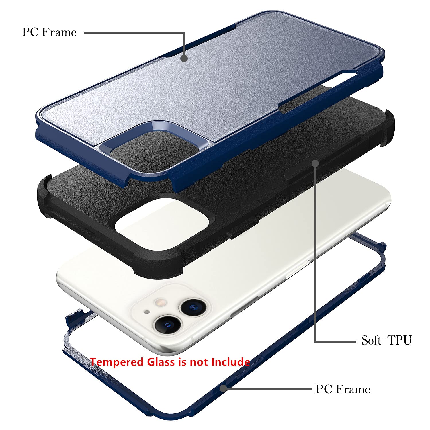 Compatible For Apple Iphone 11 Cases, Men Heavy Duty [ Blue & Black ] Cover With [ Shockproof ] Protective Phone Case For Iphone