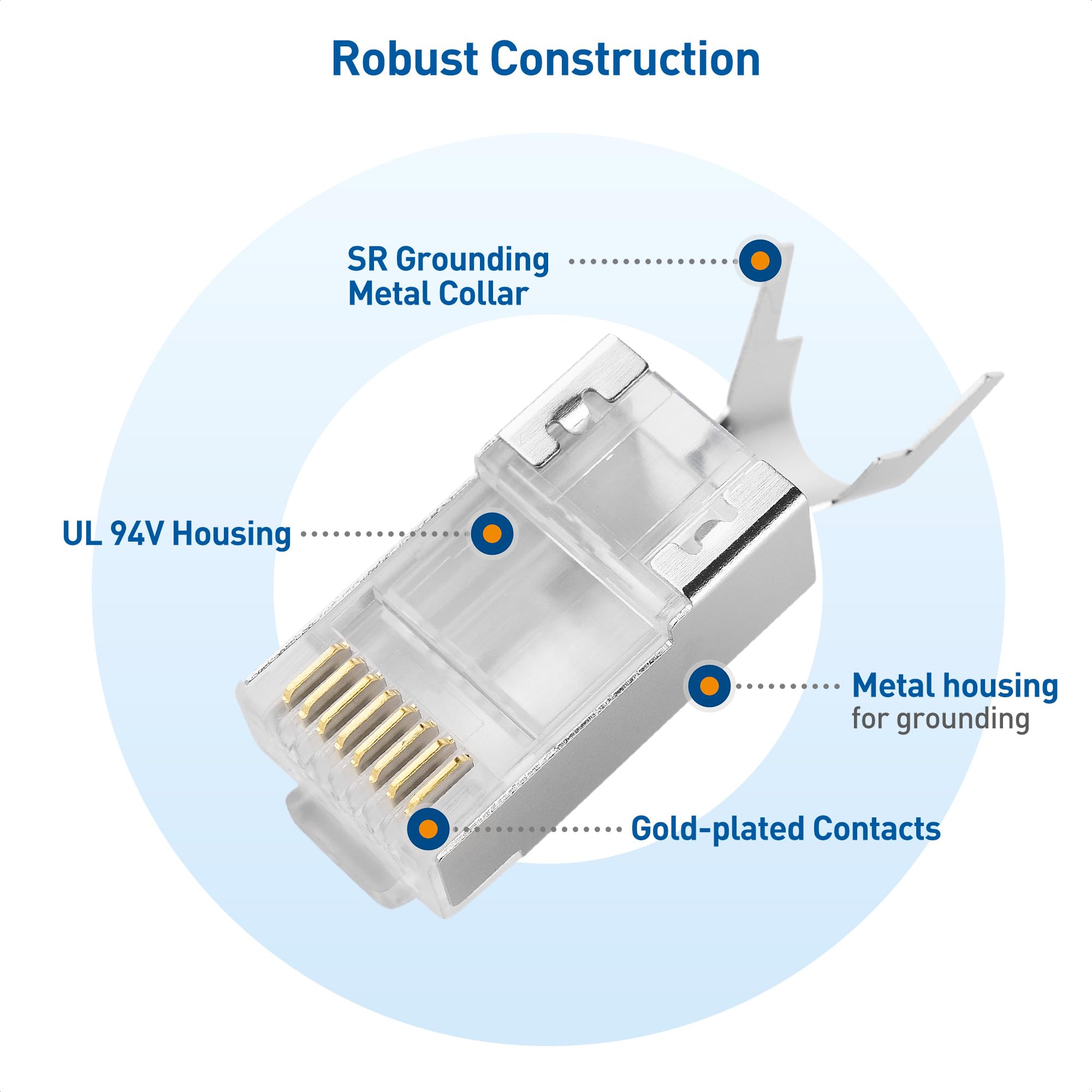 Cable Matters 20 Pack 23 24AWG Shielded Cat8 RJ45 Pass Through Connector with Load Bar & Strain Relief Boots, NOT Compatible with 22AWG Cable (Cat8 Pass Through RJ45 Plugs/Cat 8 Pass Thru Connectors)