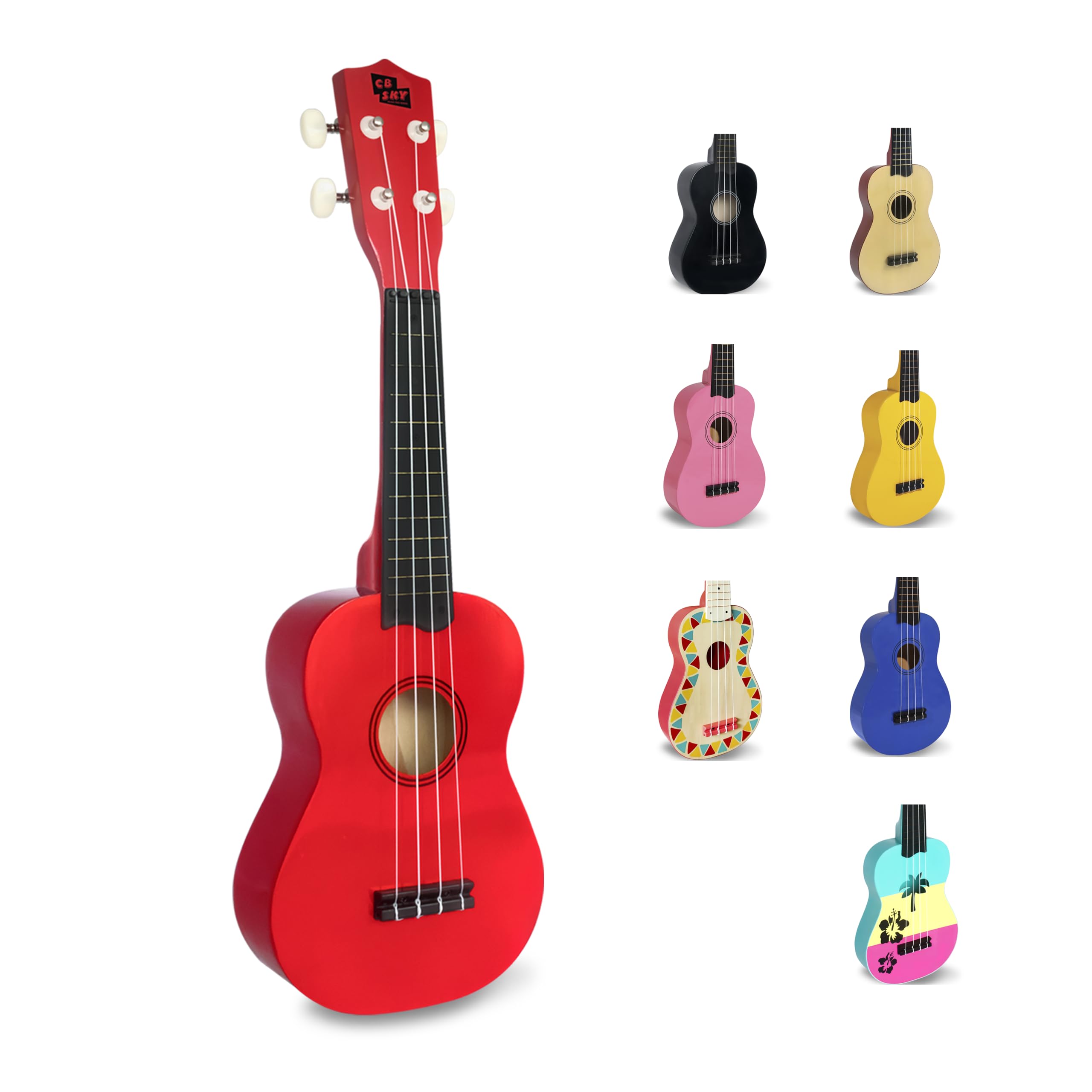 Cb Sky Soprano Ukulele 21''/53Cm Beginners, Students Kids Guitar (Red)