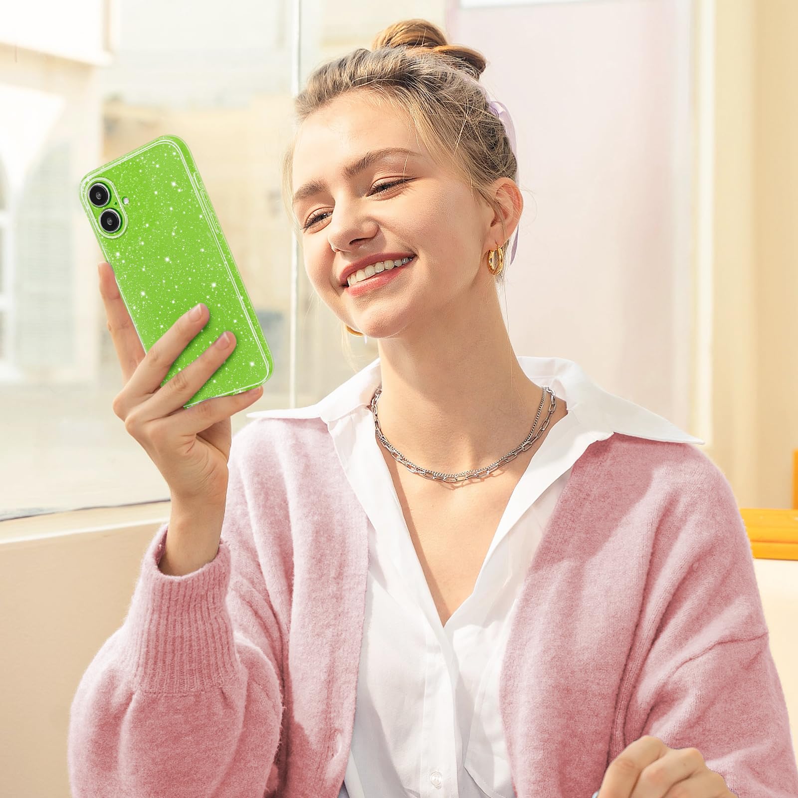 Hython Case For Iphone 16 Plus Case Glitter Cute Sparkly Shiny Bling Sparkle Phone Cases 6.7, Thin Slim Fit Soft Tpu Bumper Shoc