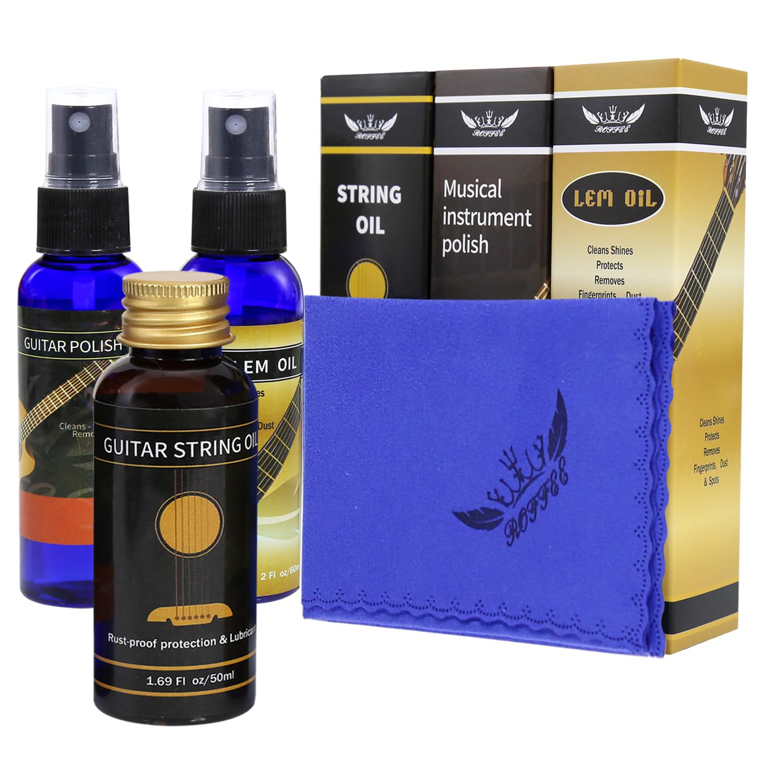 Premium Guitar Care 3 Piece Kit,Lemon Oil,Polish,Guitar String Oil,For Guitar Cleaning And Maintenance
