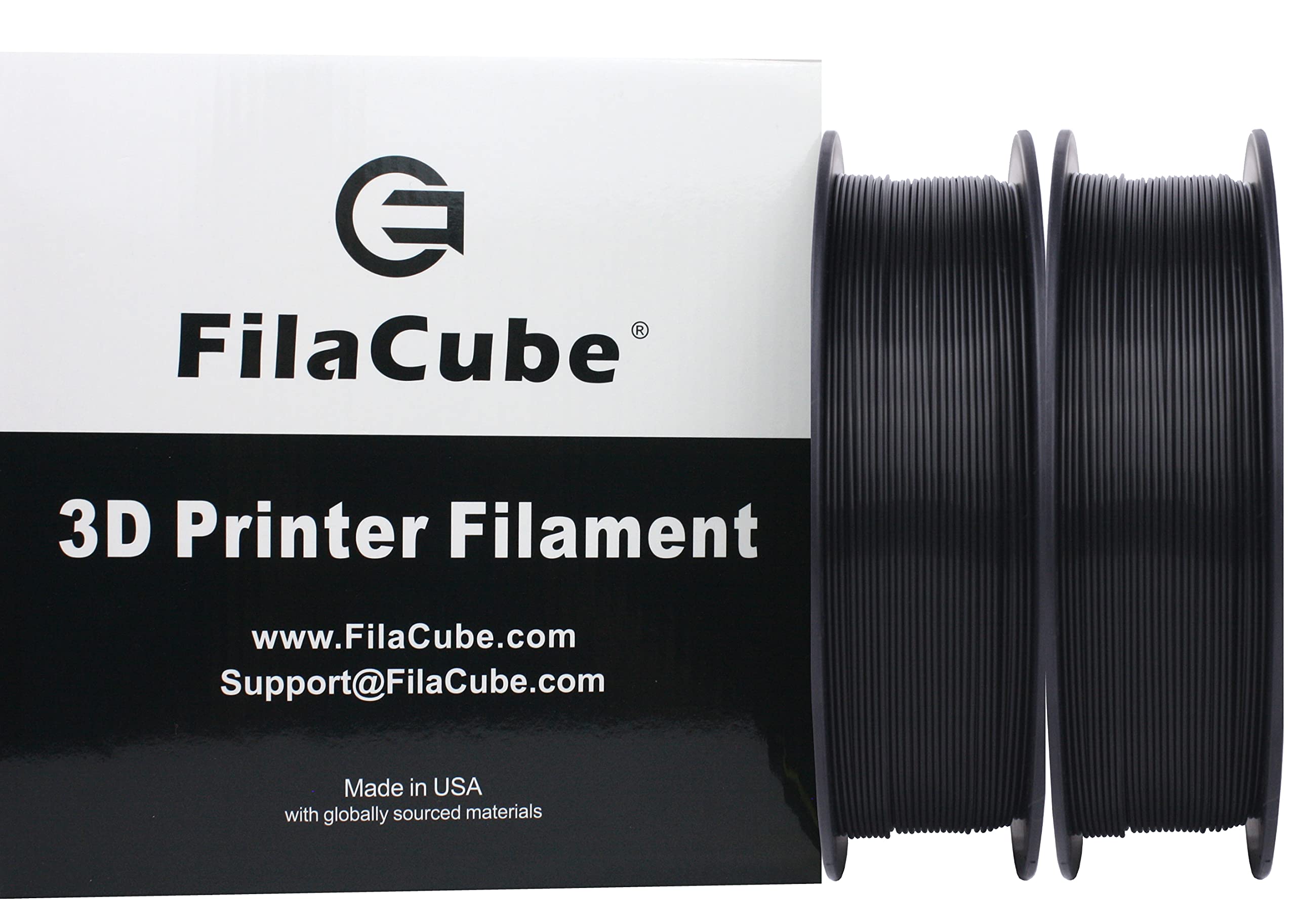 2 Rolls of Black PLA 1.75 Filament - FilaCube PLA 2 1.75mm 3D Printer Filament Plastic Supply Compatible with FDM Printing Ender