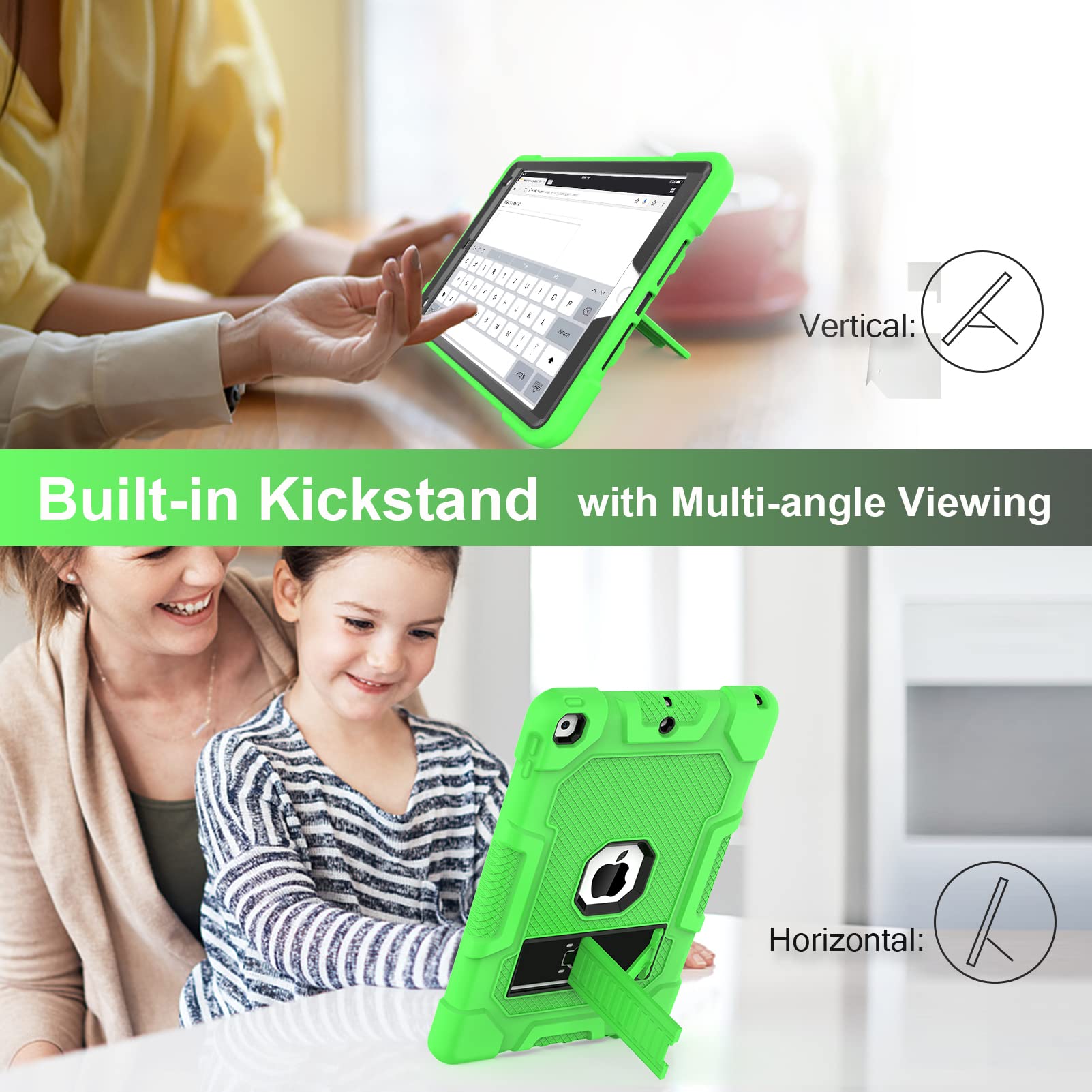 Ipad 9Th Generation Case, Ipad 8Th/7Th Generation Case, Ipad 10.2 Case With Kickstand, 3 In 1 Heavy Duty Shockproof High Impact