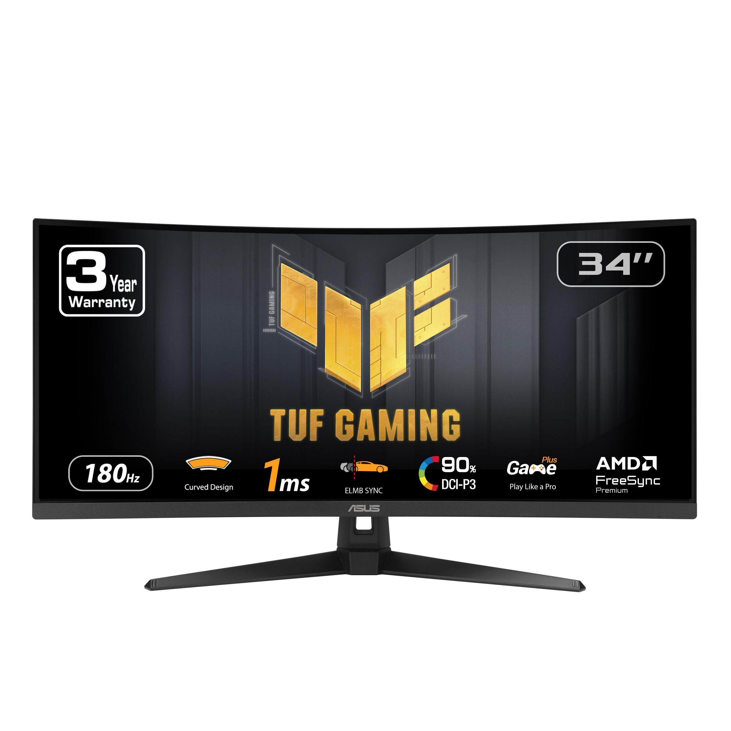 Asus Tuf Gaming 34    Ultra Wide Curved Monitor (Vg34Vq3B)   21:9 Qhd (3440X1440), 180Hz, 1Ms, Extreme Low Motion Blur Sync, Fre