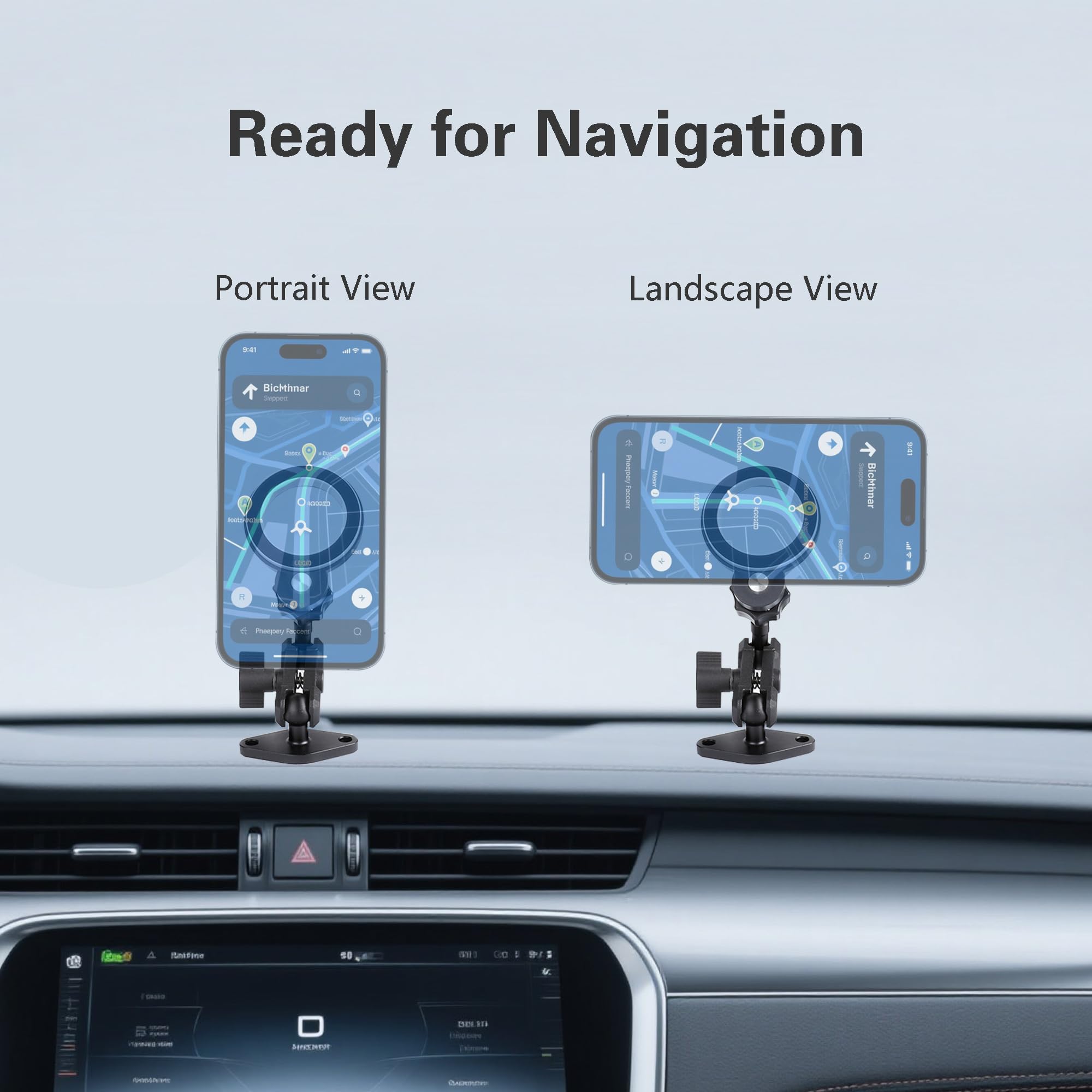 Leenconghui Magnetic Phone Holder With Amps Standard Drill Base For Magsafe, Aluminum 360 Rotation Phone Mount For Car Dashboard