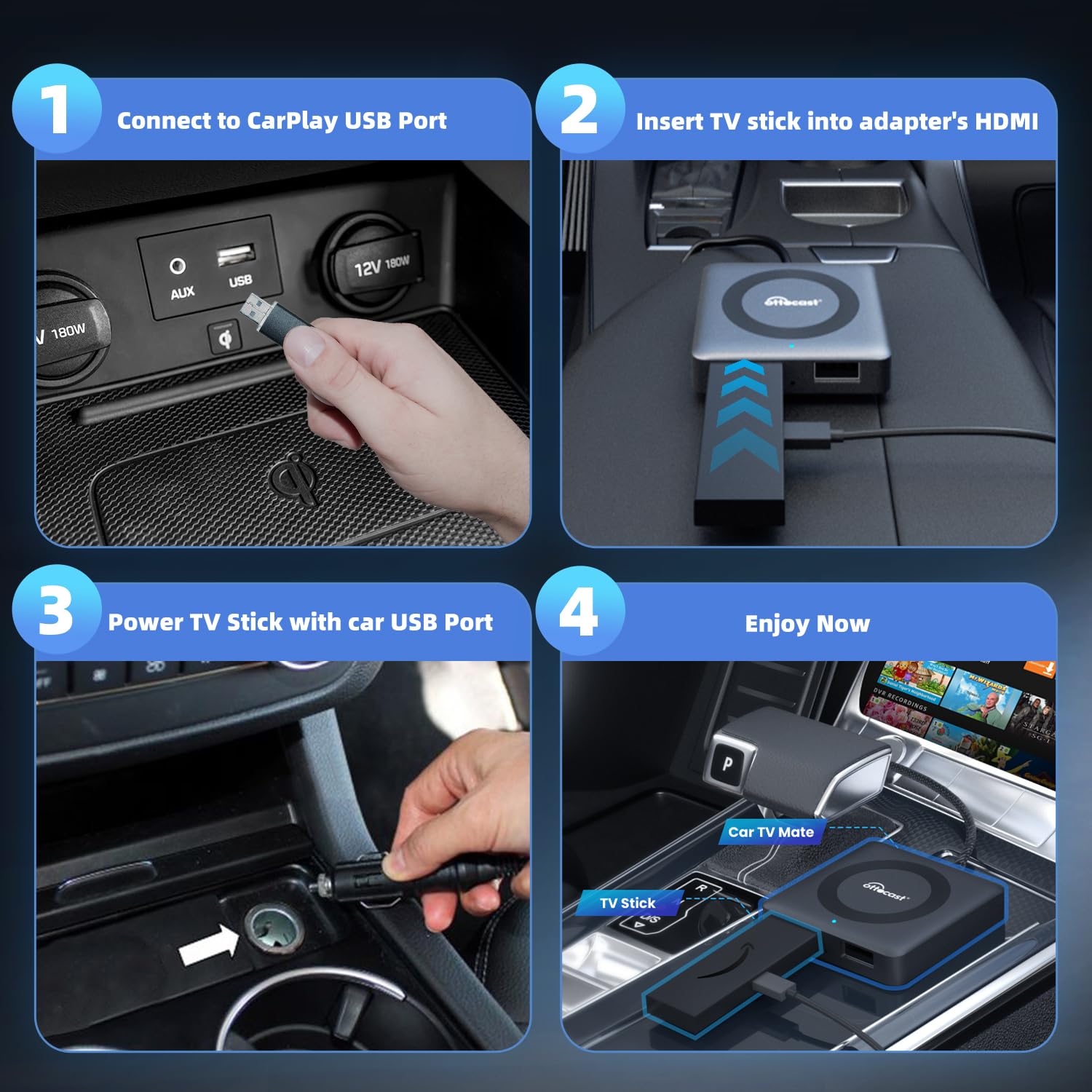 Ottocast Car Tv Mate Pro Built In Wireless Carplay Adapter   Fire Tv Stick Converter For Car   Compatible With Set Top Box, Swit