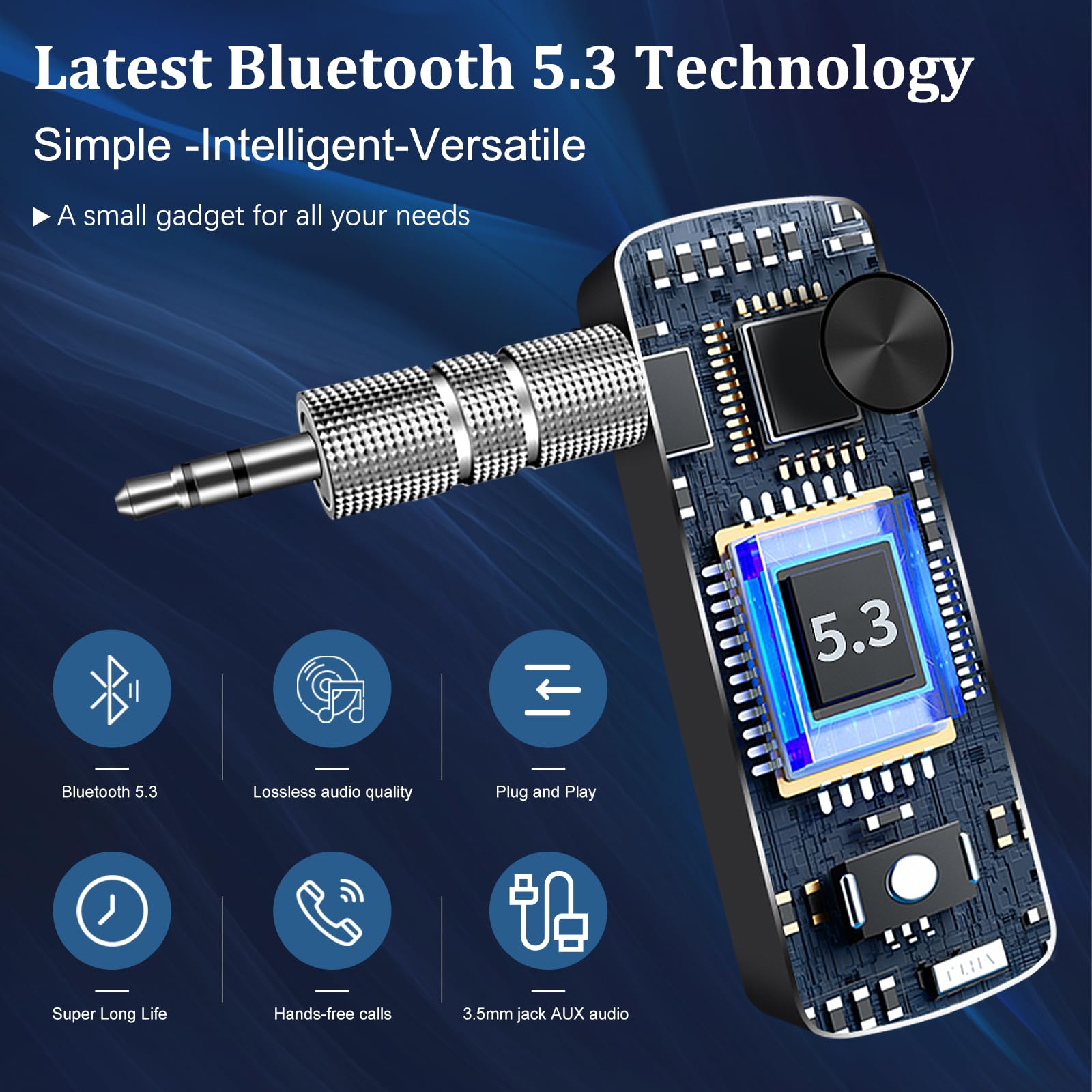 Bluetooth 5.3 Transmitter Receiver For Tv To Bt Headphone, Low Latency, Hifi 3.5Mm Aux Bluetooth Car Adapter, Mini Poratble Wire