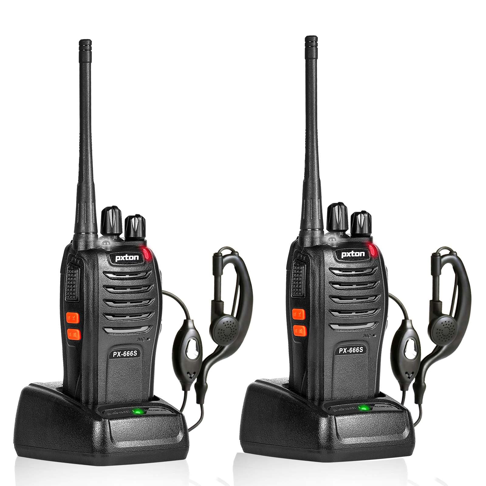 Pxton Walkie Talkies, 666S Walkie Talkies For Adults Long Range Rechargeable With Headphones And Li Ion Battery,2 Way Radios Has