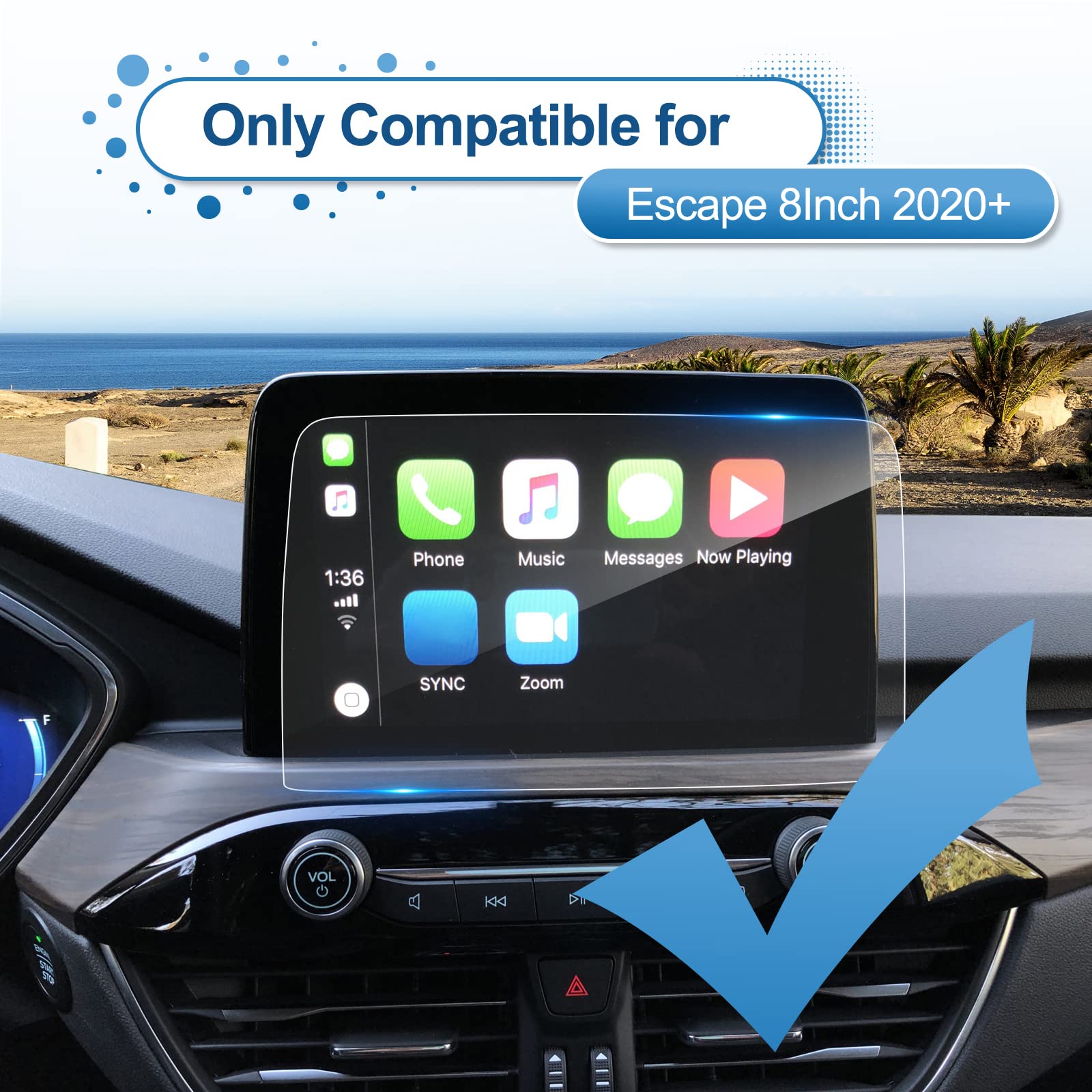 Coleya 2020 2023 2024 Escape Screen Protector For Ford Escape (Se/Sel/Titanium/Base/Active/St Line/St Line Select) 8 Inch Touch