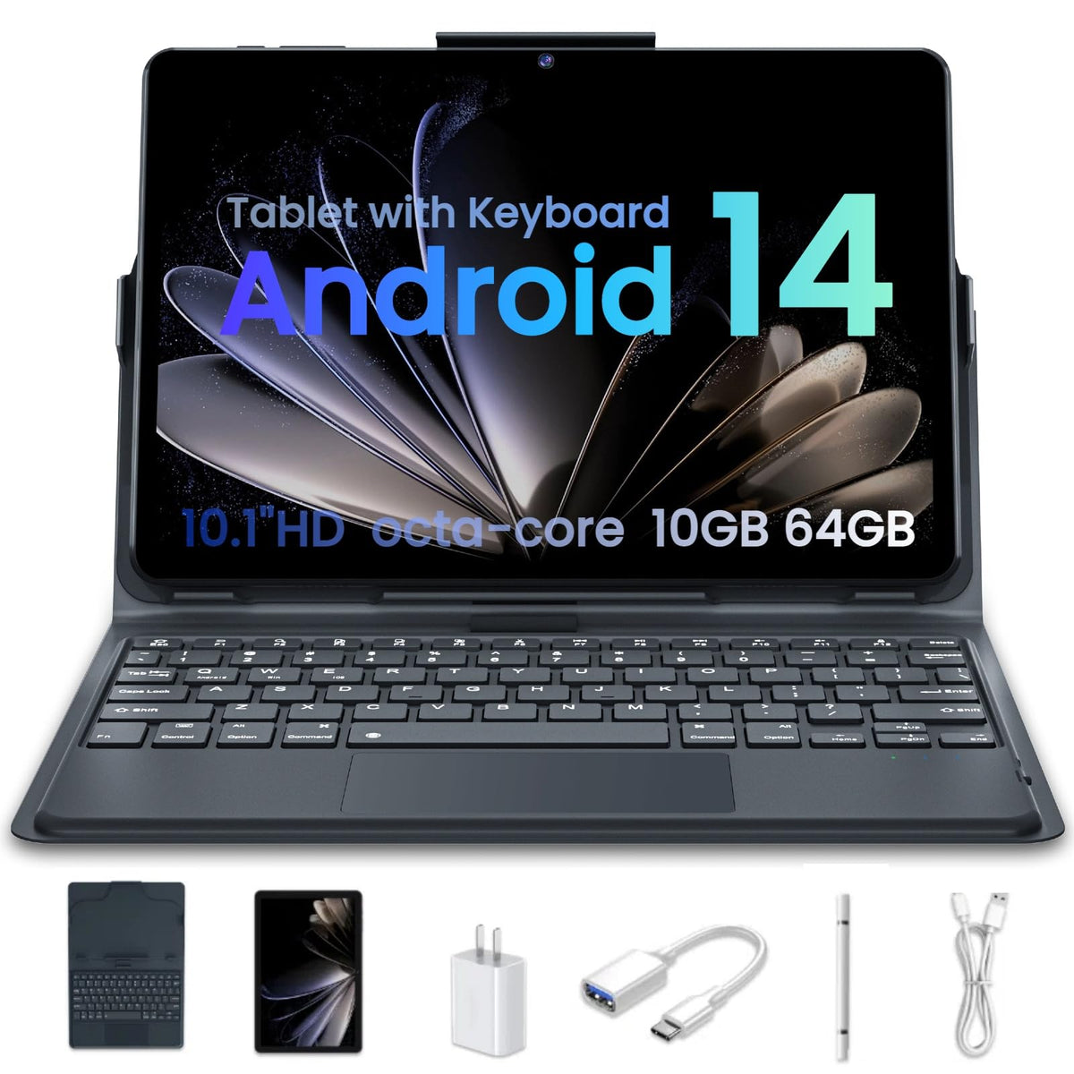 Tablet, Android 14 Tablets 64Gb+10(4+6 Expand)Gb 512Gb Expandable, Octa Core Tablet With Wifi, 8000Mah Battery, 10.1 Inch Tablet