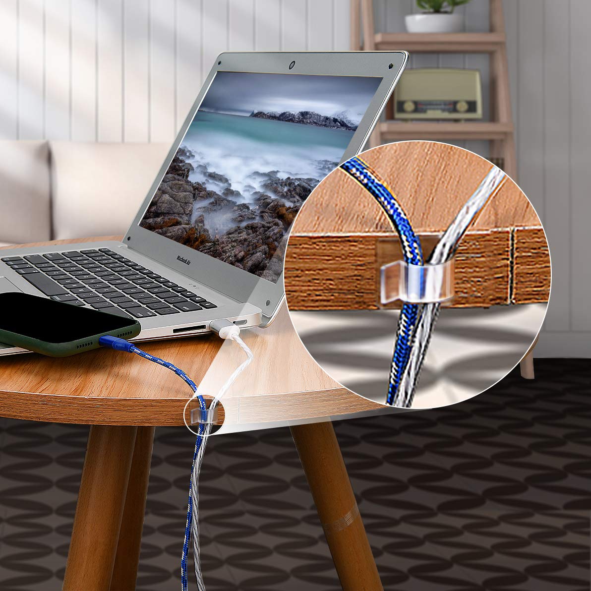 SOULWIT 50 Pcs Self Adhesive Cable Management Clips Wire Organizers PA66 Clear