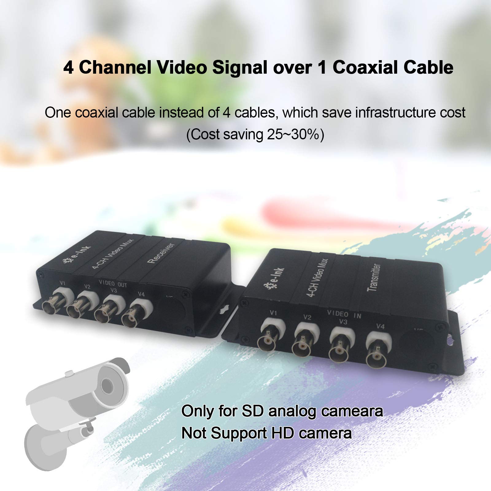 E Link 4 Channel Video Multiplexer   4Ch Cctv Video Multiplexer Over 1 Coaxial Cable For Standard Analog Cameras
