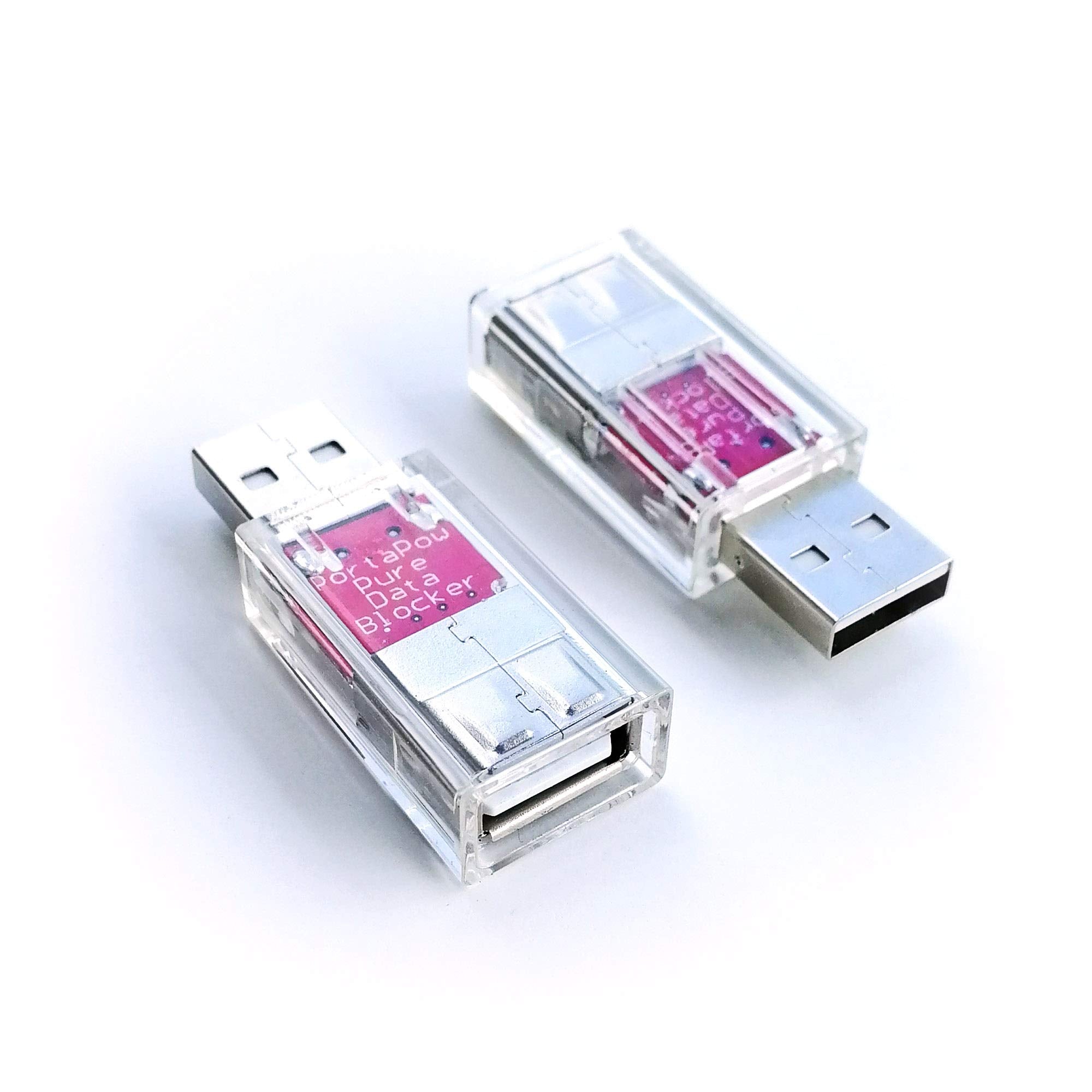 PortaPow USB Data Blocker - Protect Against Juice Jacking (Transparent, 2)