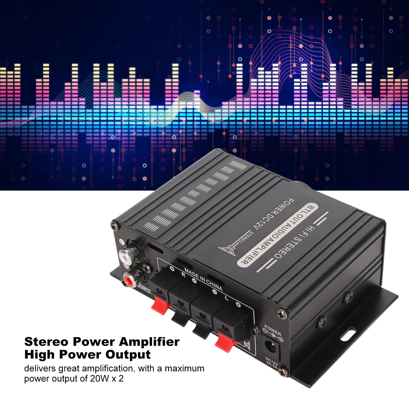 Power Amplifier, Ak 160Bt Bluetooth 5.0 Stereo Audio, 2 Channel Amplifier Receiver 20W X 2, 12V Mini Home Power Amplifier Univer