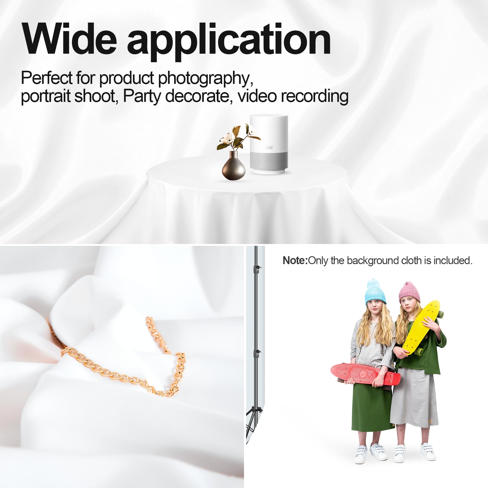 Emart White Screen Backdrop, 8 X 10 Ft Photography White Background For Streaming Zoom, Small Photo Muslin White Curtain With 4